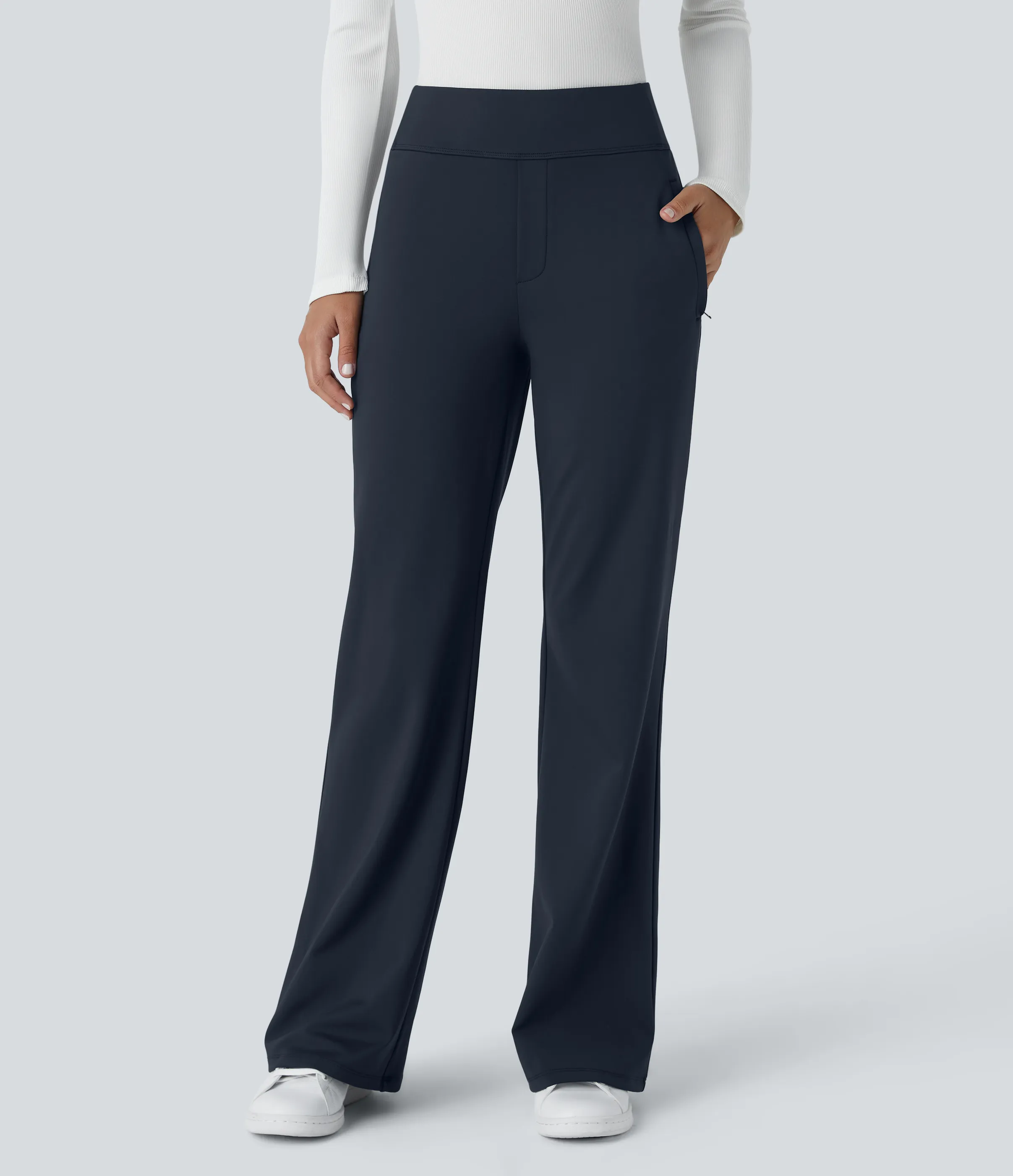 Halara Pantalón oficina acampanado bolsillo lateral tiro alto - Midnight Blue - M(regular) sold by Halara product image thumbnail 3