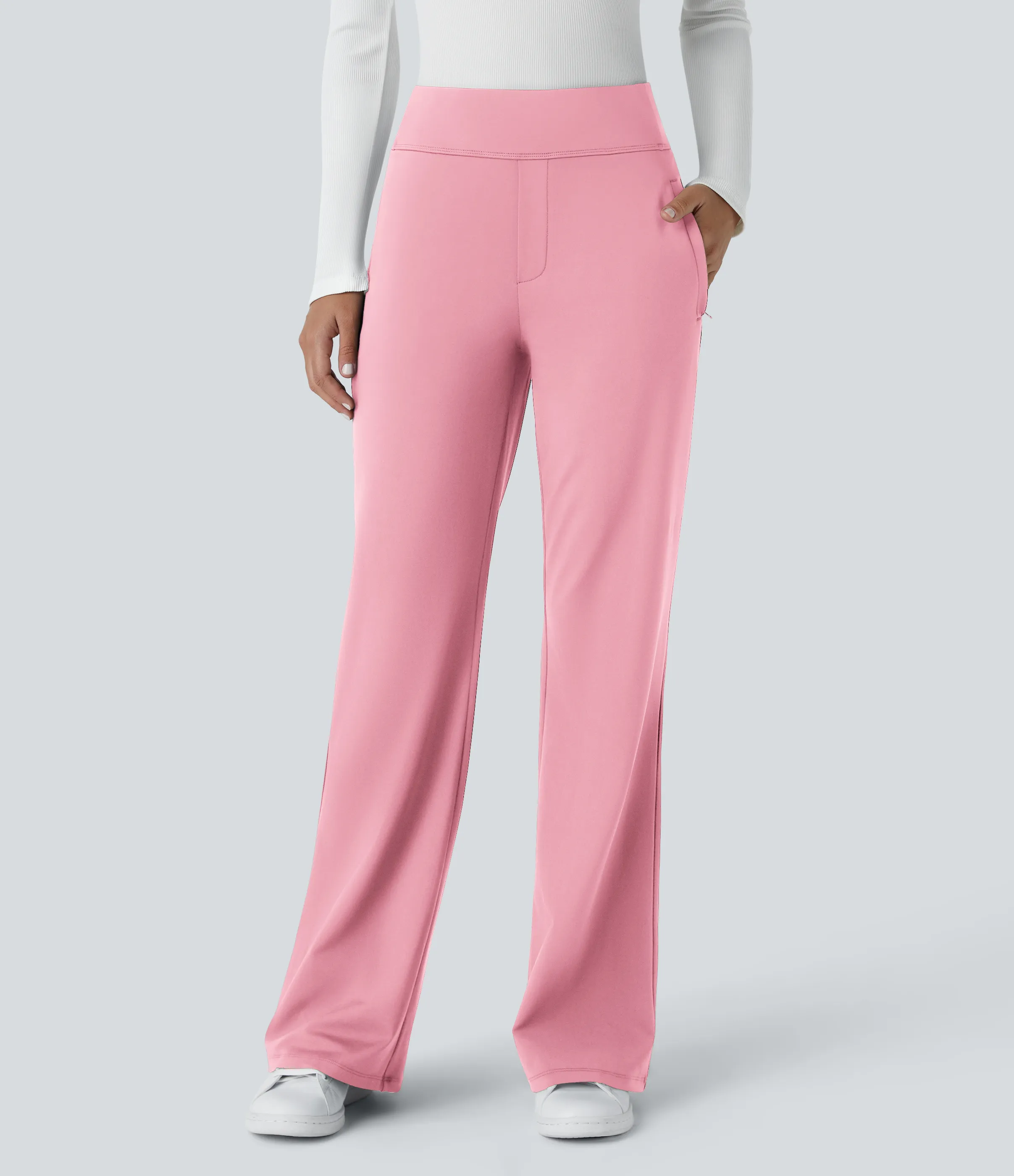 Halara Pantalón oficina acampanado bolsillo lateral tiro alto - Candy Pink - L(regular) sold by Halara product image thumbnail 4