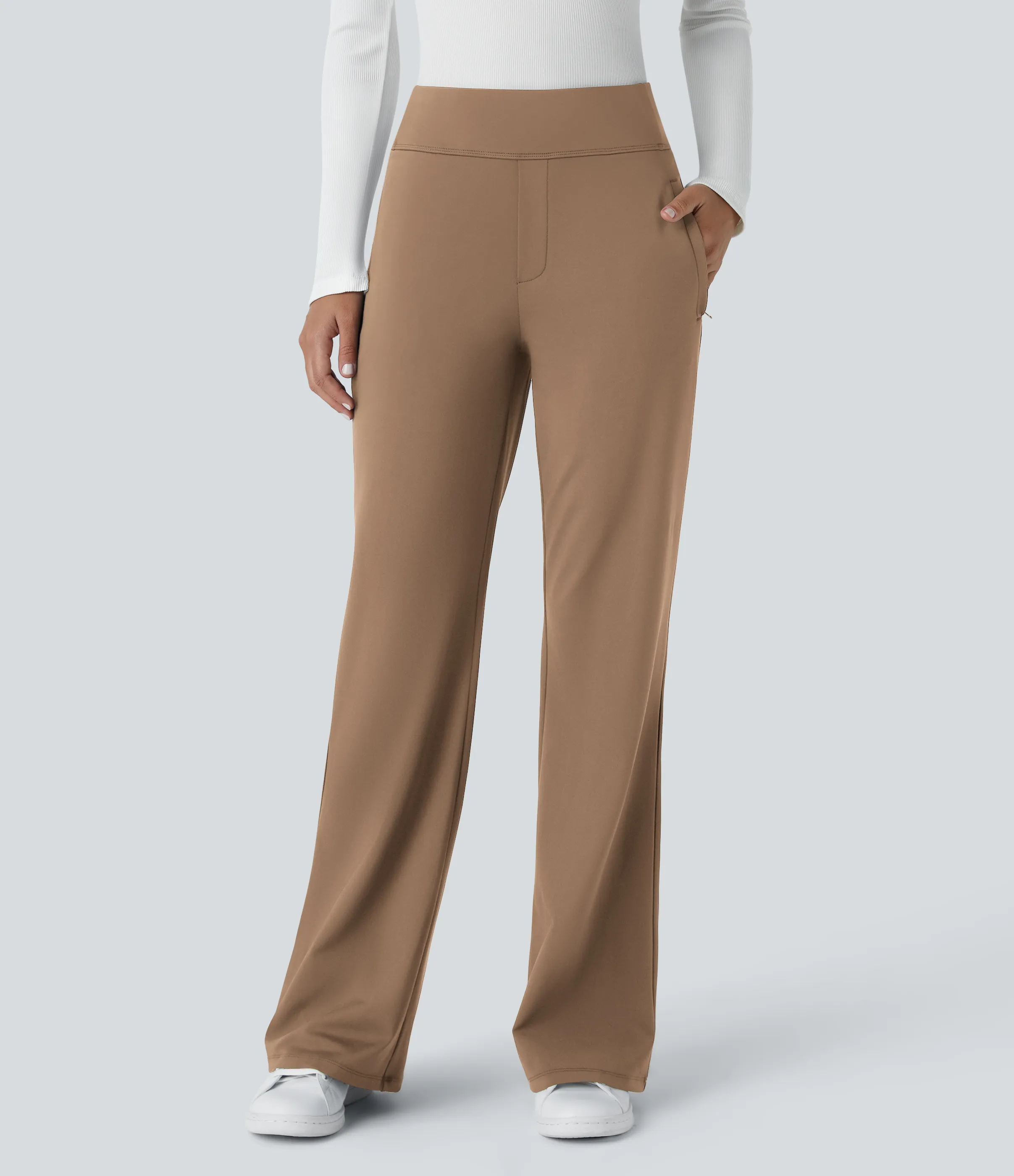 Halara Pantalón oficina acampanado bolsillo lateral tiro alto - Burro - L(regular) sold by Halara product image thumbnail 4