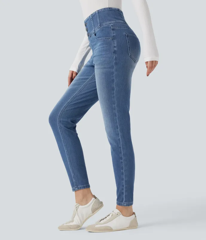 Halara Jeans ajustados casuales  Halara Flex™ de tiro alto con bolsillos -  Blue Jasper Denim - L(regular) sold by Halara