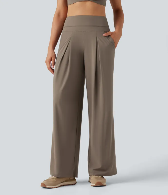 Halara Pantalones de yoga anchos Halara UltraSculptâ„¢ de tiro alto con bolsillos - Dawn Brown - XS(regular) sold by Halara