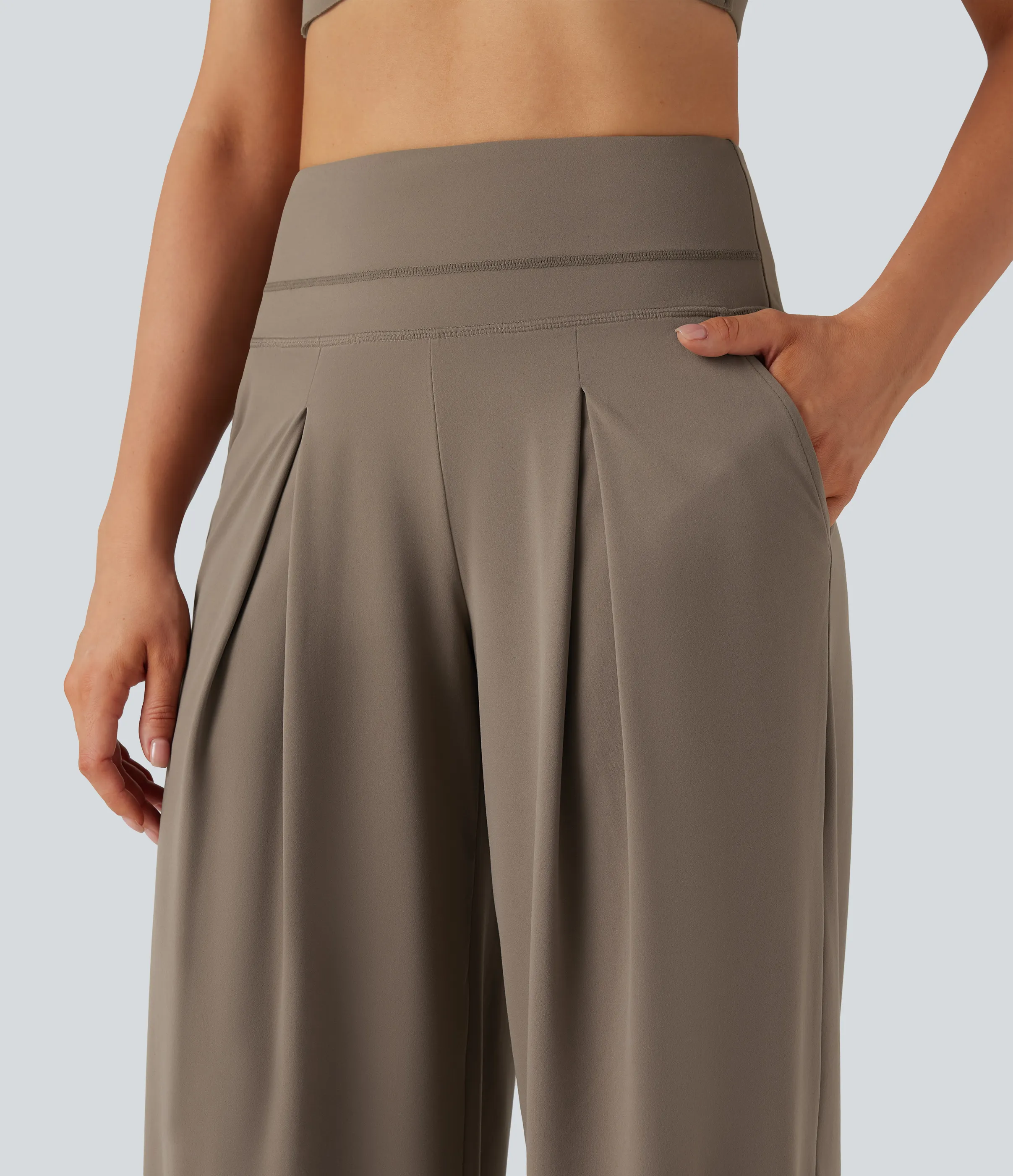 Halara Pantalones de yoga anchos Halara UltraSculpt™ de tiro alto con bolsillos - Dawn Brown - XS(regular) sold by Halara product image thumbnail 5