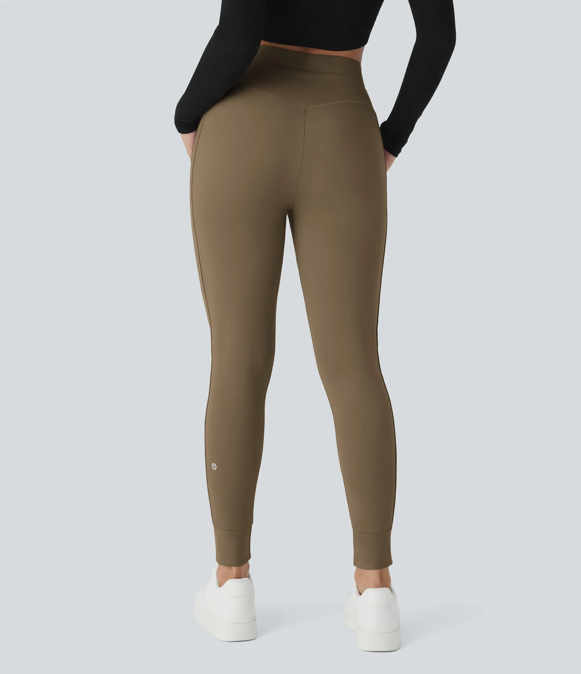 Halara Joggers Softlyzero™ Plush liso largo completo bolsillo lateral cordón tiro alto - Chestnut Brown - M(petite) sold by Halara product image thumbnail 3