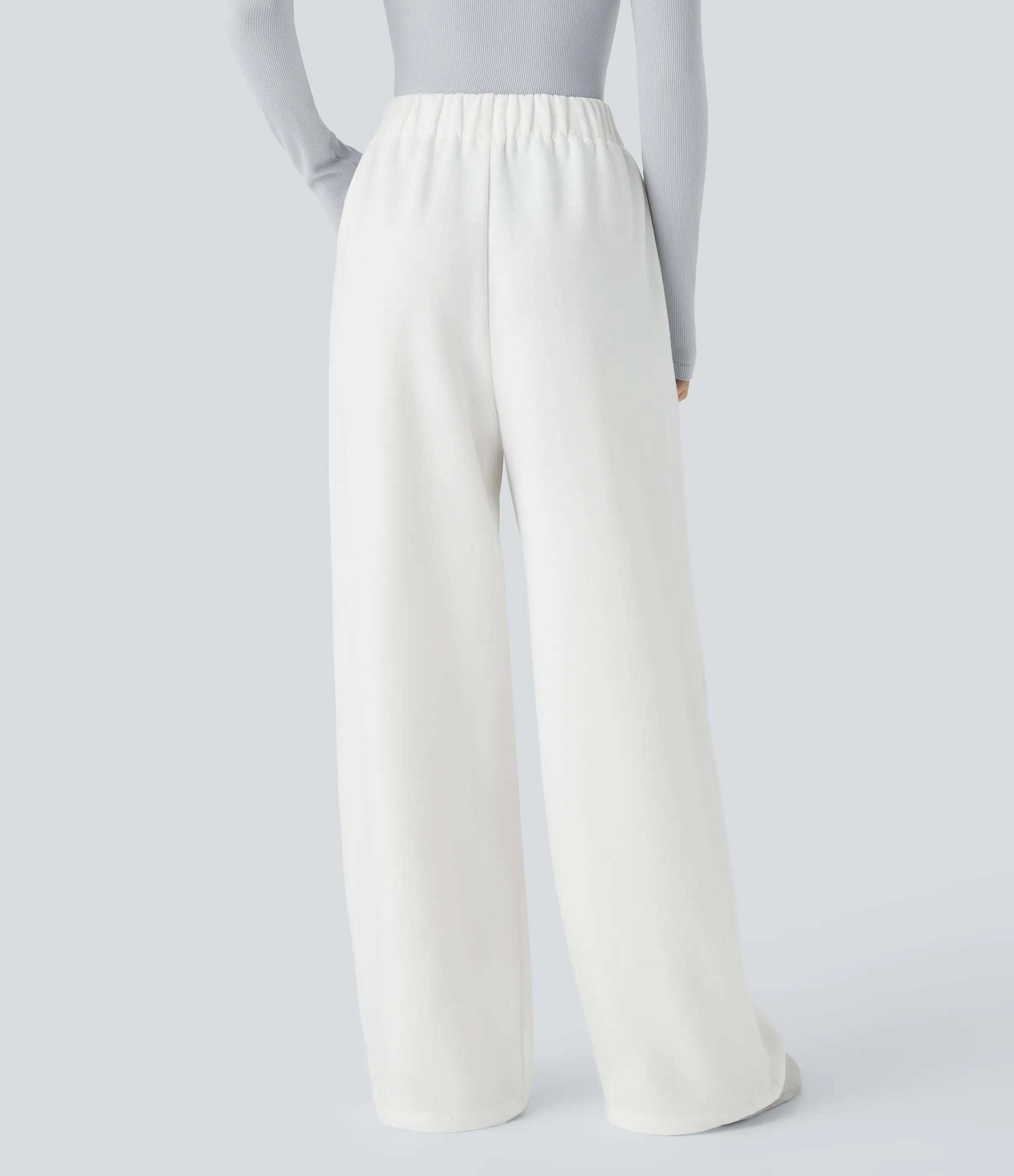 Halara Pantalón polar tiro alto bolsillo lateral pierna ancha - White - M(regular) sold by Halara product image thumbnail 3