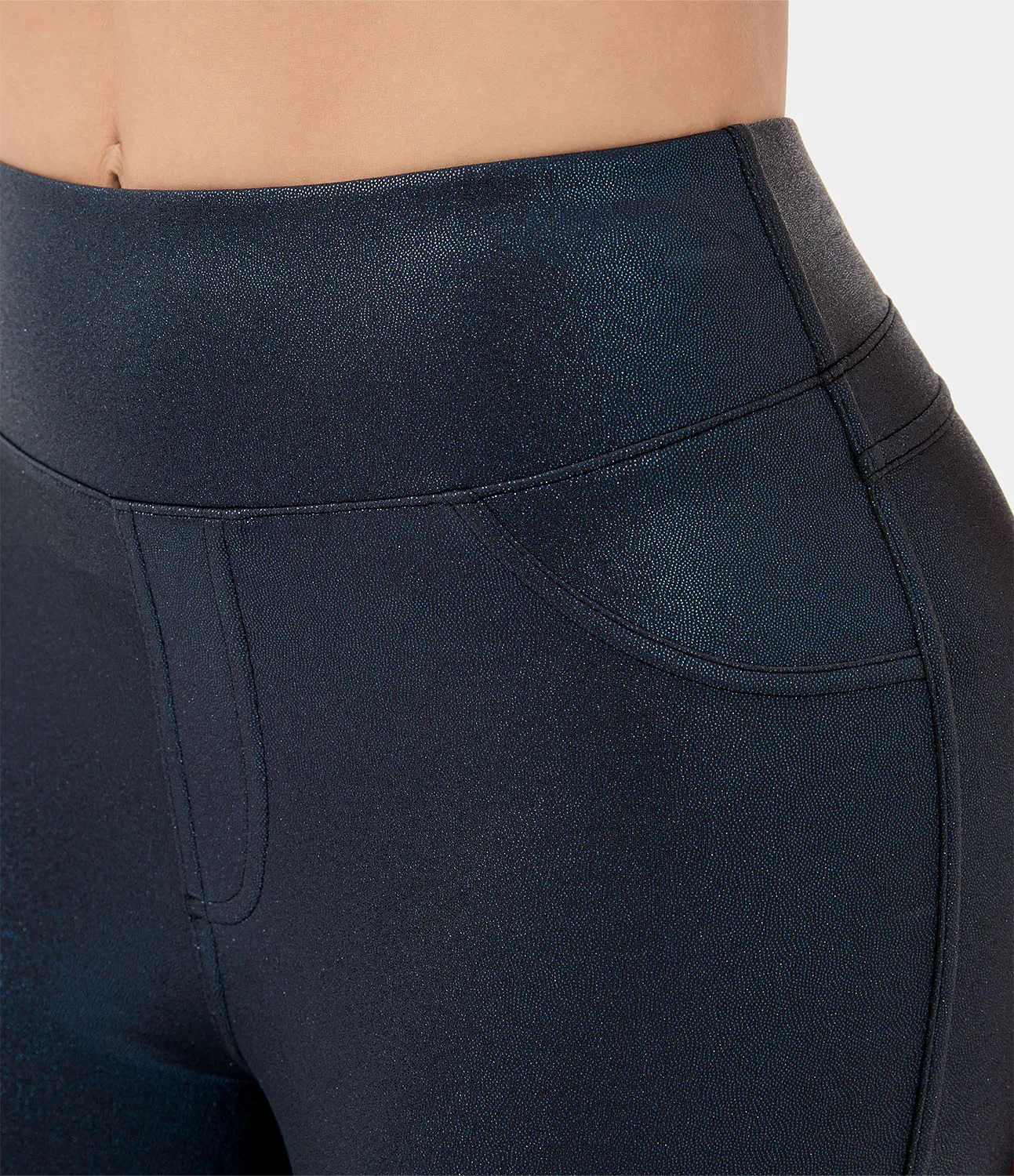 Halara Leggings oficina Softlyzero™ Faux Leather bolsillo lateral trasero tiro alto - Shiny Midnight Blue - M(full_length) sold by Halara product image thumbnail 5