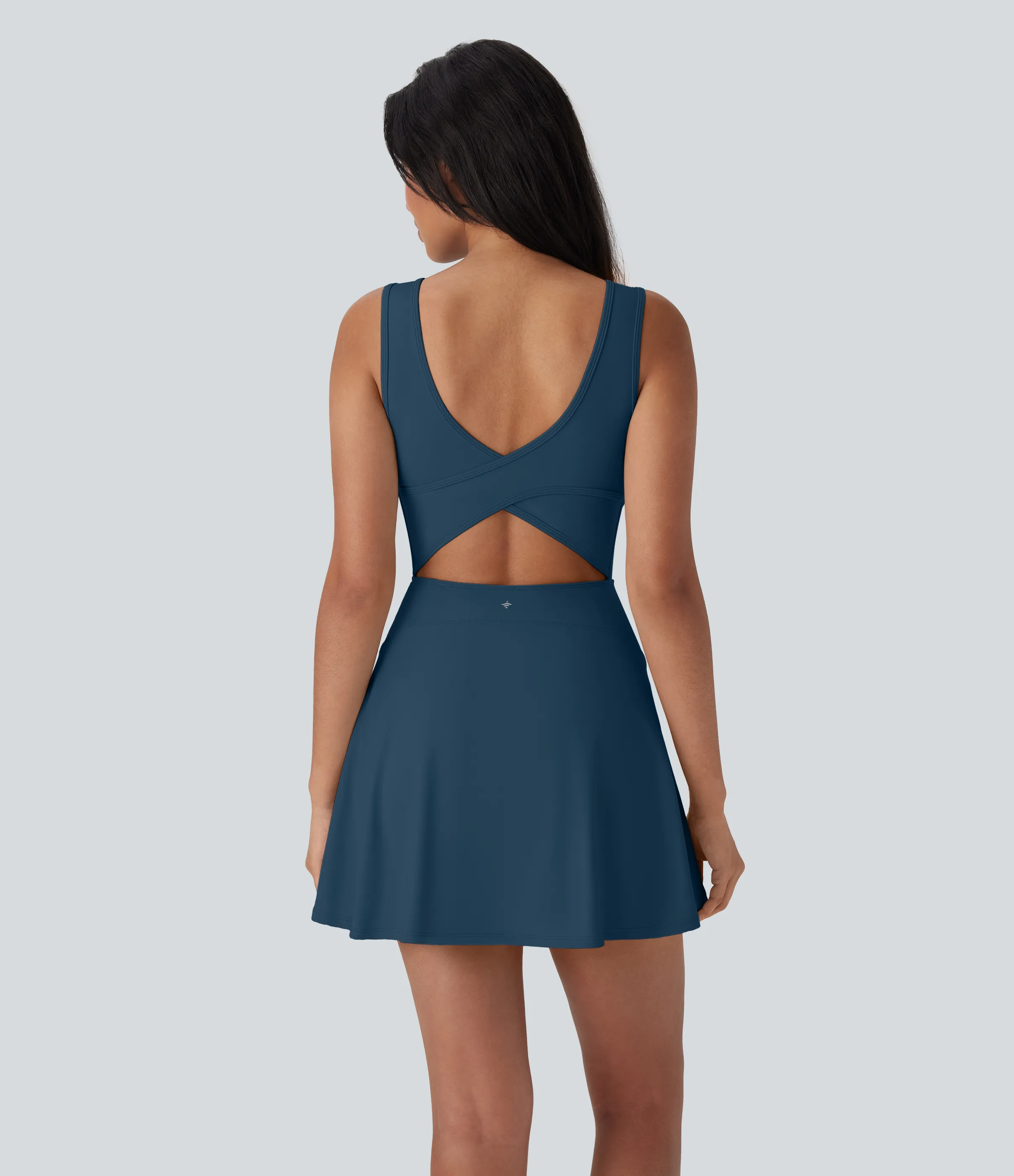 Halara Vestido mini de baile Softlyzero™ Airy 2 en 1 con espalda abierta cruzada y escote en U con bolsillos laterales y fresco al tacto - Easy Peezy - Majolica Blue - M sold by Halara product image thumbnail 3