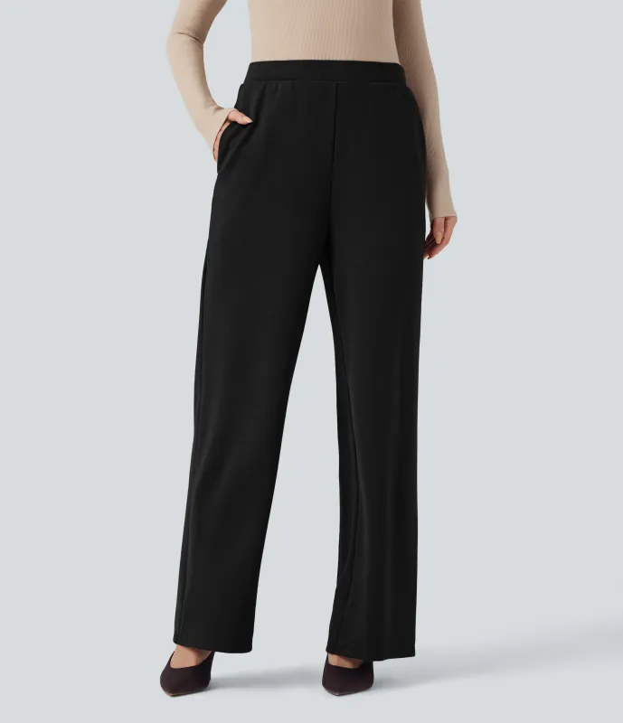 Halara Pantalones de oficina de tiro alto y pierna ancha con bolsillos - Black - S(regular) sold by Halara