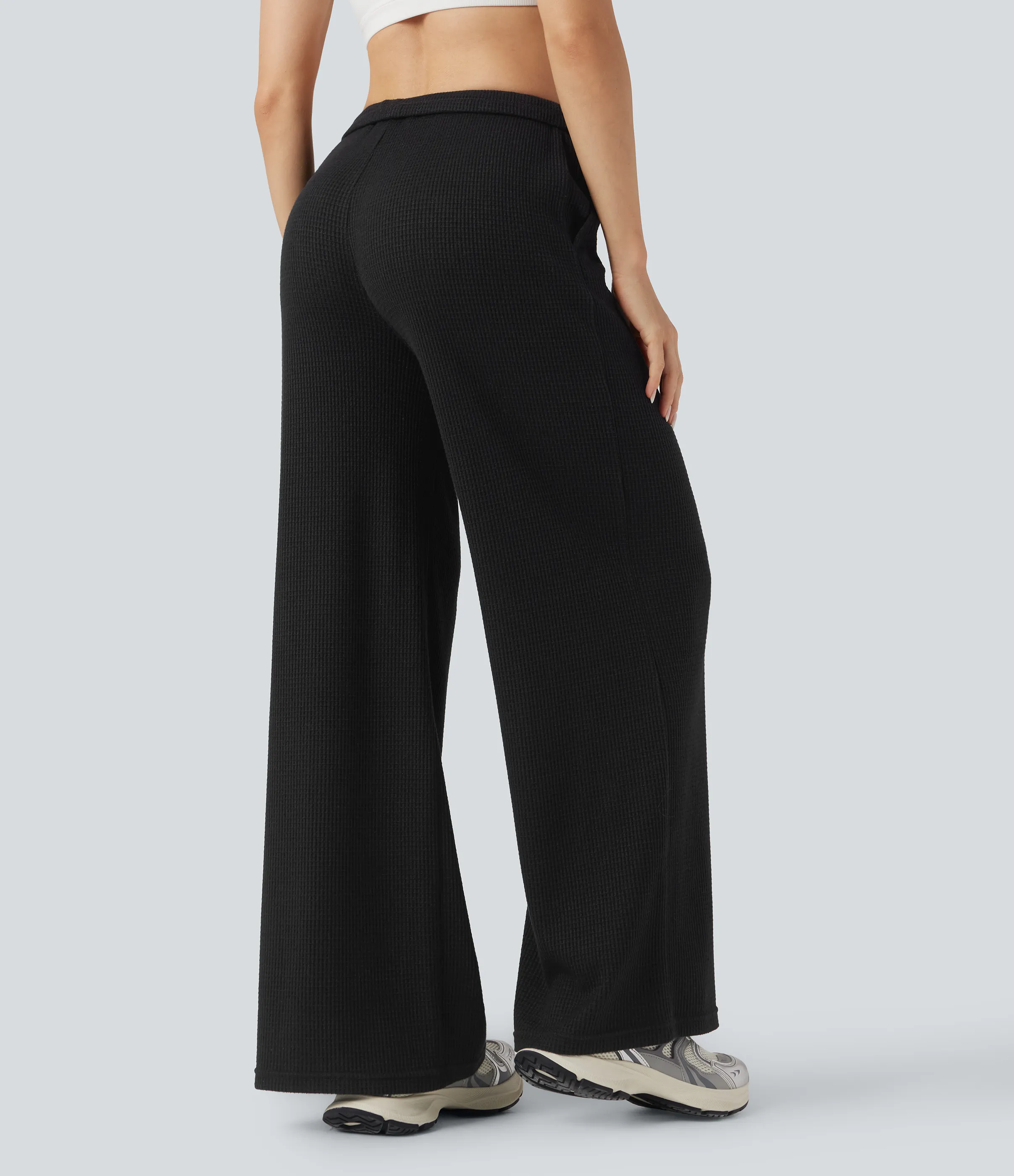 Halara Pantalones holgados casuales de tiro medio con cordón y bolsillos - Black - L(regular) sold by Halara product image thumbnail 3