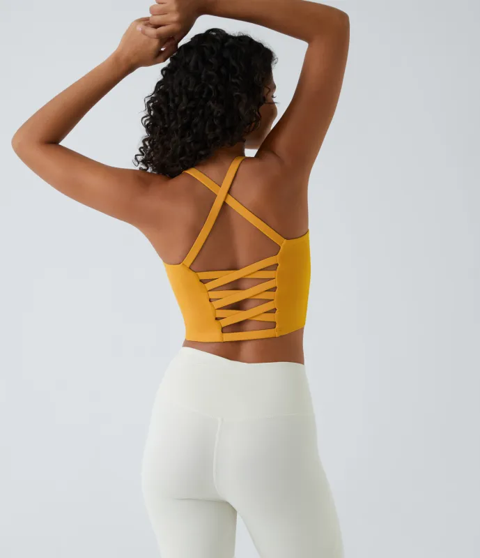 Halara Top corto de yoga en copas D-F - Golden Yellow - M sold by Halara