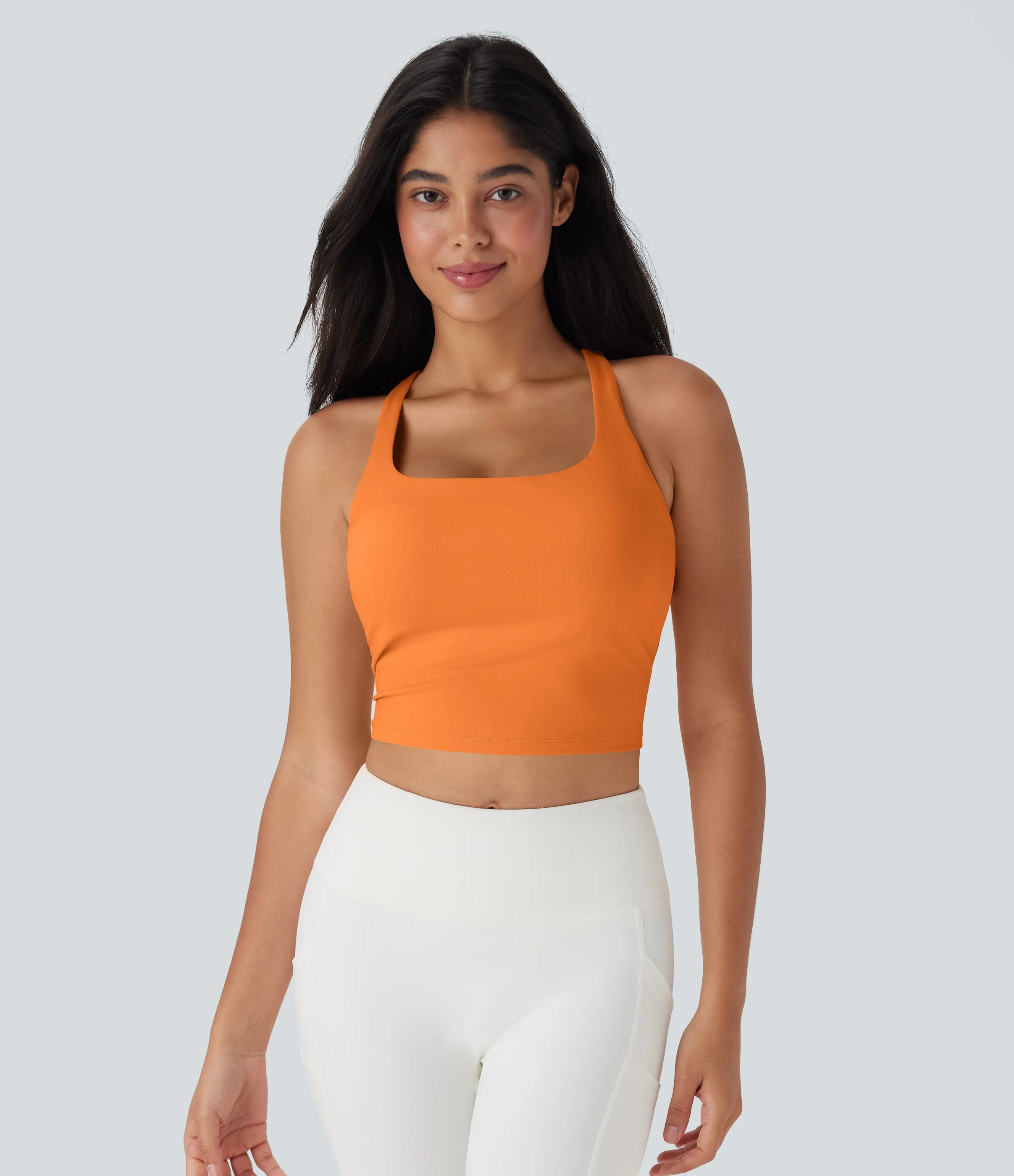 Halara Top corto de yoga en copas D-F - Sun Orange - M sold by Halara product image thumbnail 3