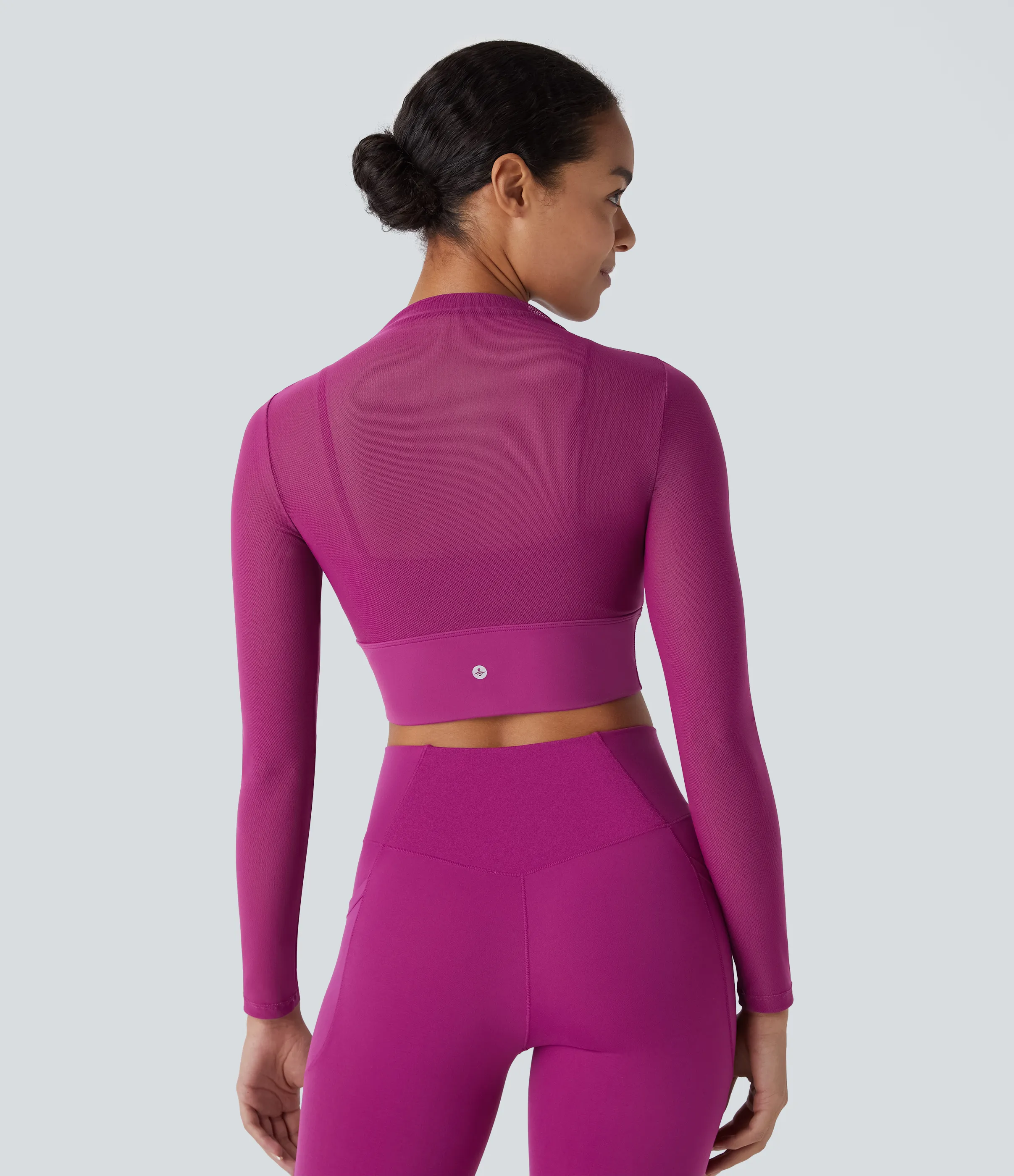 Halara Top deportivo yoga 2 en 1 manga larga malla contrastante - Rose Violet - M sold by Halara product image thumbnail 3