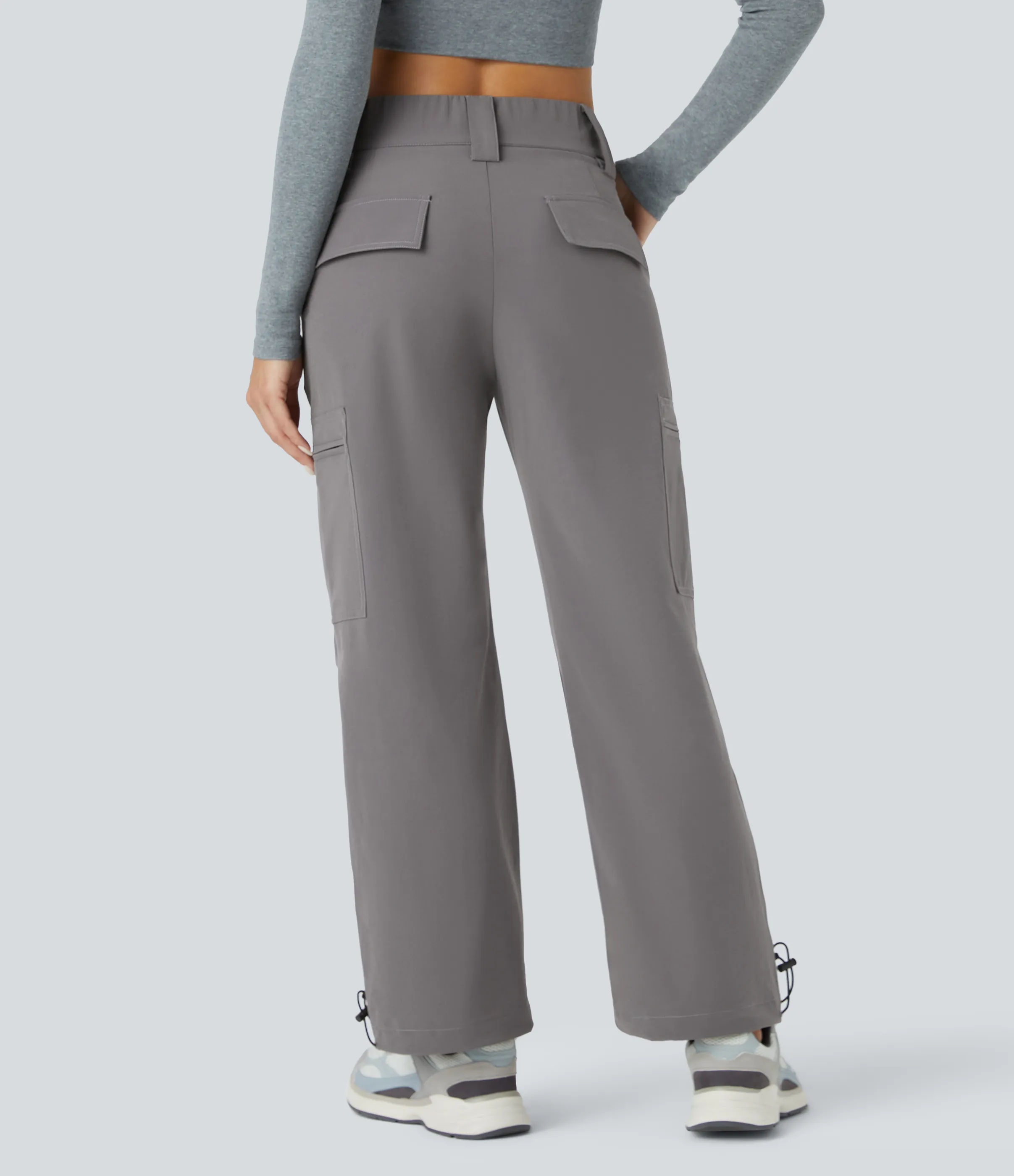 Halara Joggers cargo tiro medio botón cremallera múltiples bolsillos cordón ajustable - Storm Front - L(regular) sold by Halara product image thumbnail 2