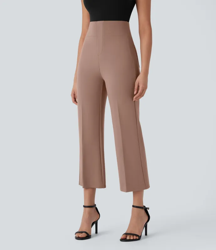 Halara Pantalones de oficina Halara Flex™ de tiro alto con moldeador de abdomen con control de abdomen y bolsillos traseros laterales de corte ligeramente acampanado - Beaver Fur - S(regular) sold by Halara