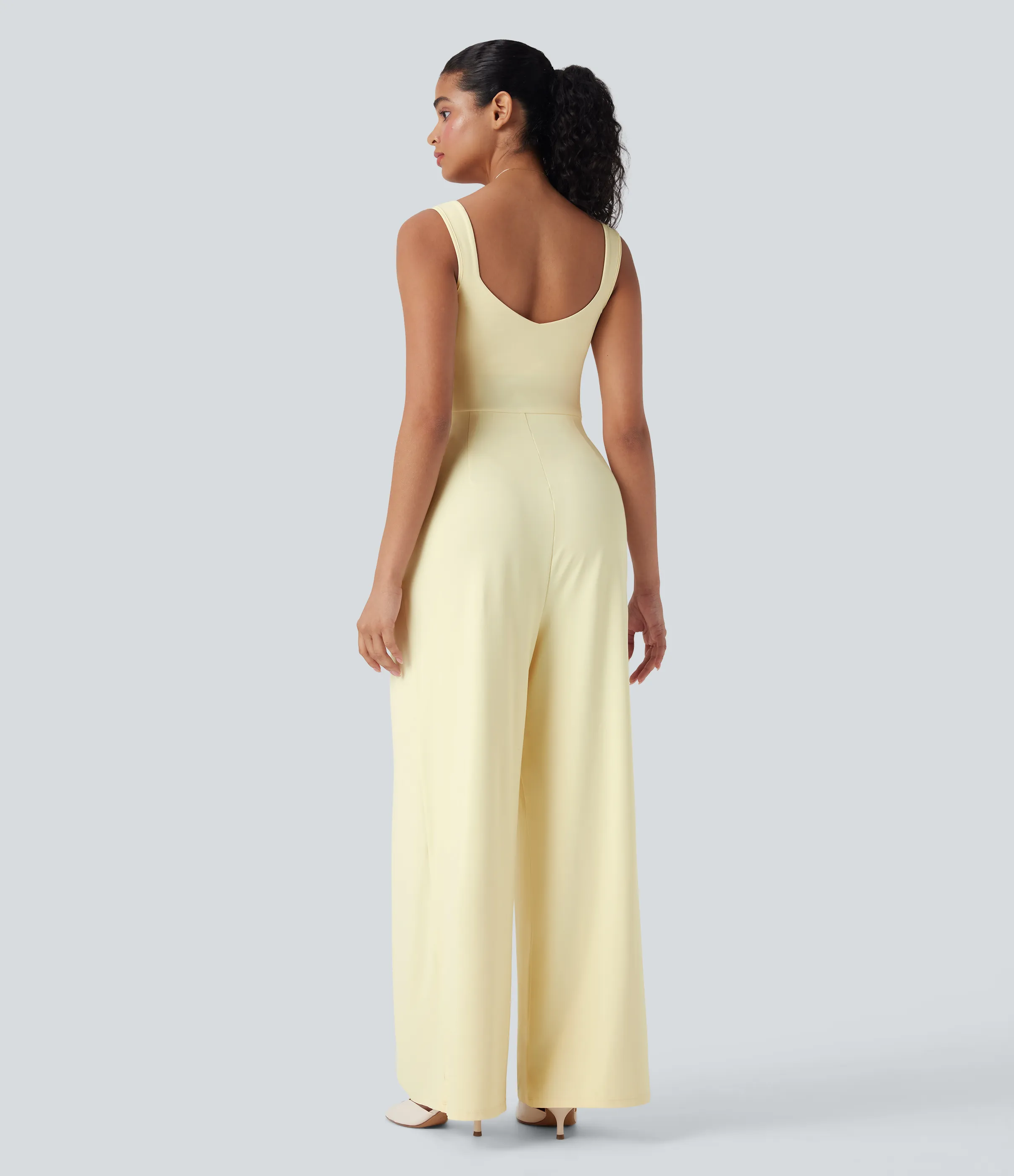 Halara Jumpsuit casual sin mangas con espalda en U y bolsillos - Vague Yellow - L(regular) sold by Halara product image thumbnail 3