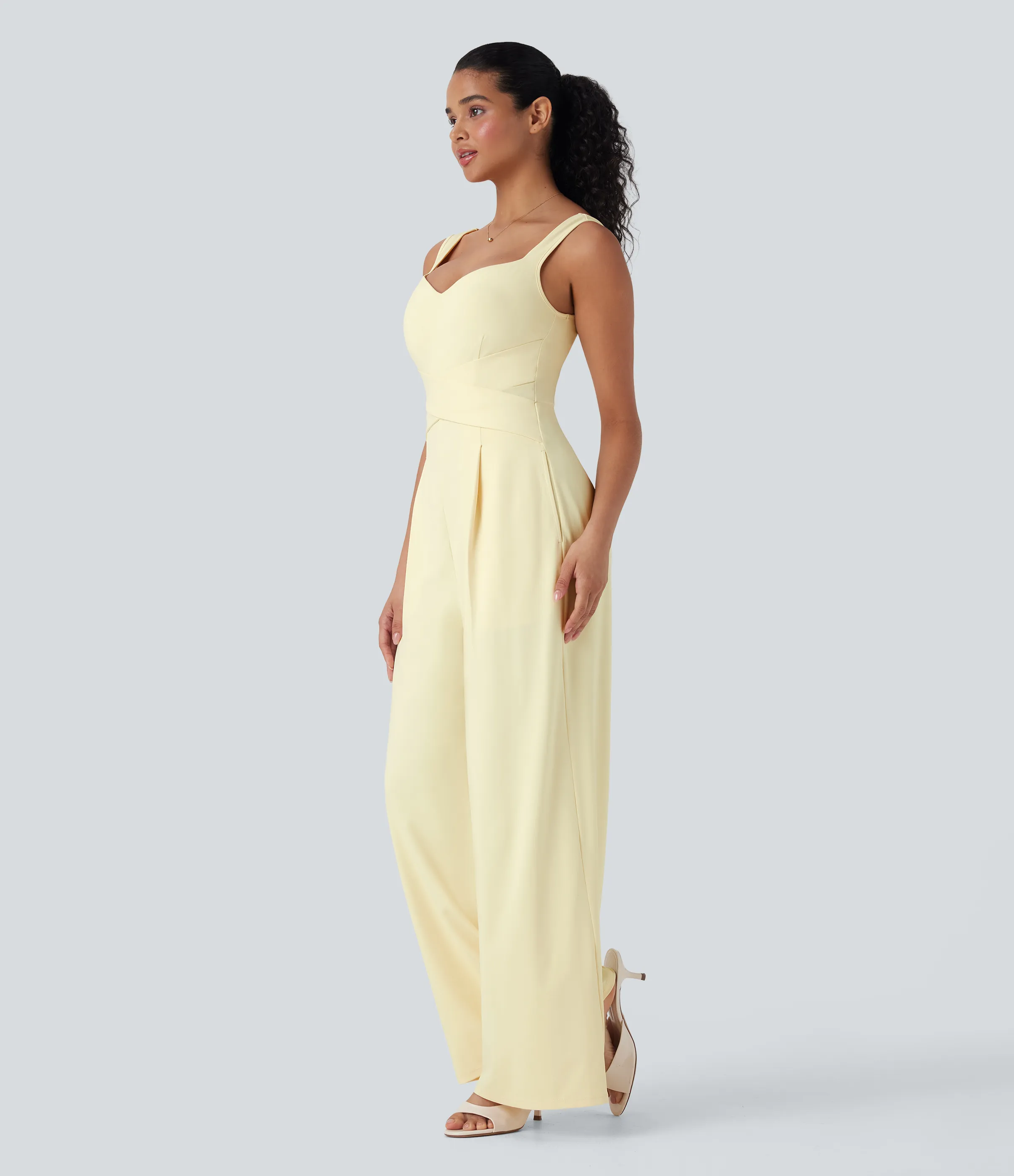 Halara Jumpsuit casual sin mangas con espalda en U y bolsillos - Vague Yellow - L(regular) sold by Halara product image thumbnail 4