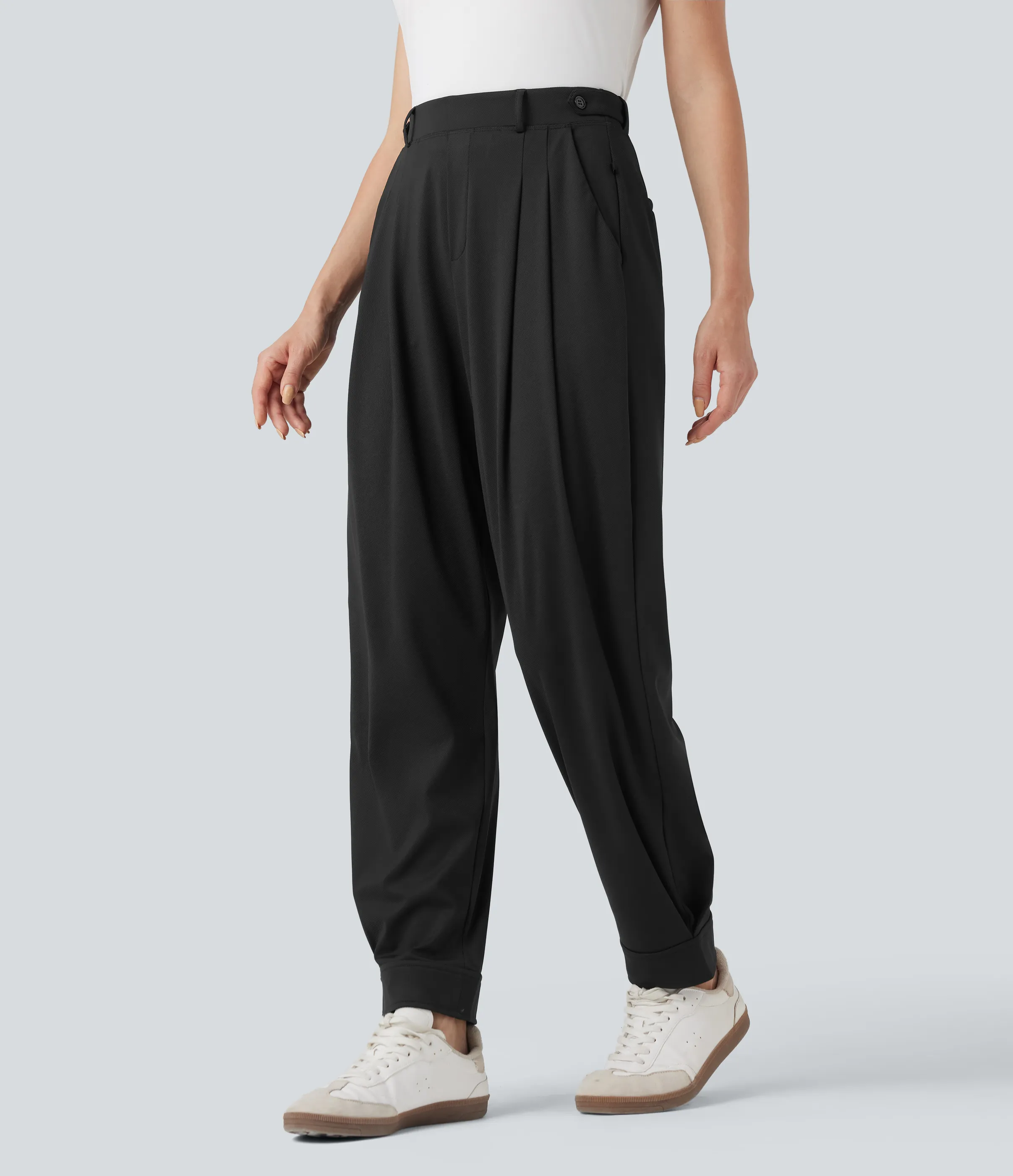 Halara Pantalones de golf ajustados de tiro alto con secado rápido bolsillo para tee de golf - UPF 40+ - Black - XL(regular) sold by Halara product image thumbnail 4