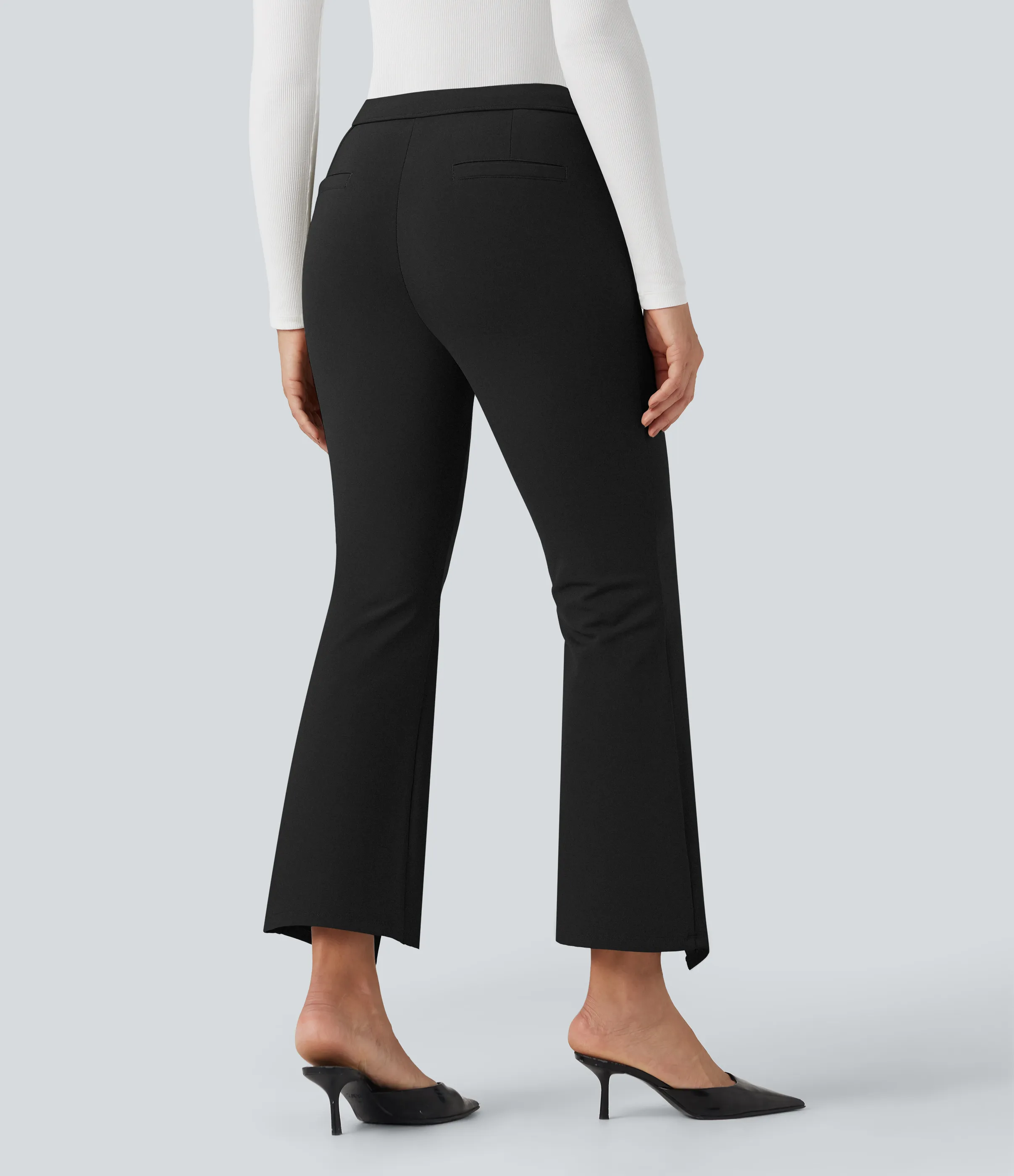 Halara Pantalones de oficina SoftlyZero™ afelpado térmico de tiro alto de 7/8 con abertura y bolsillos - Black - M(regular) sold by Halara product image thumbnail 3