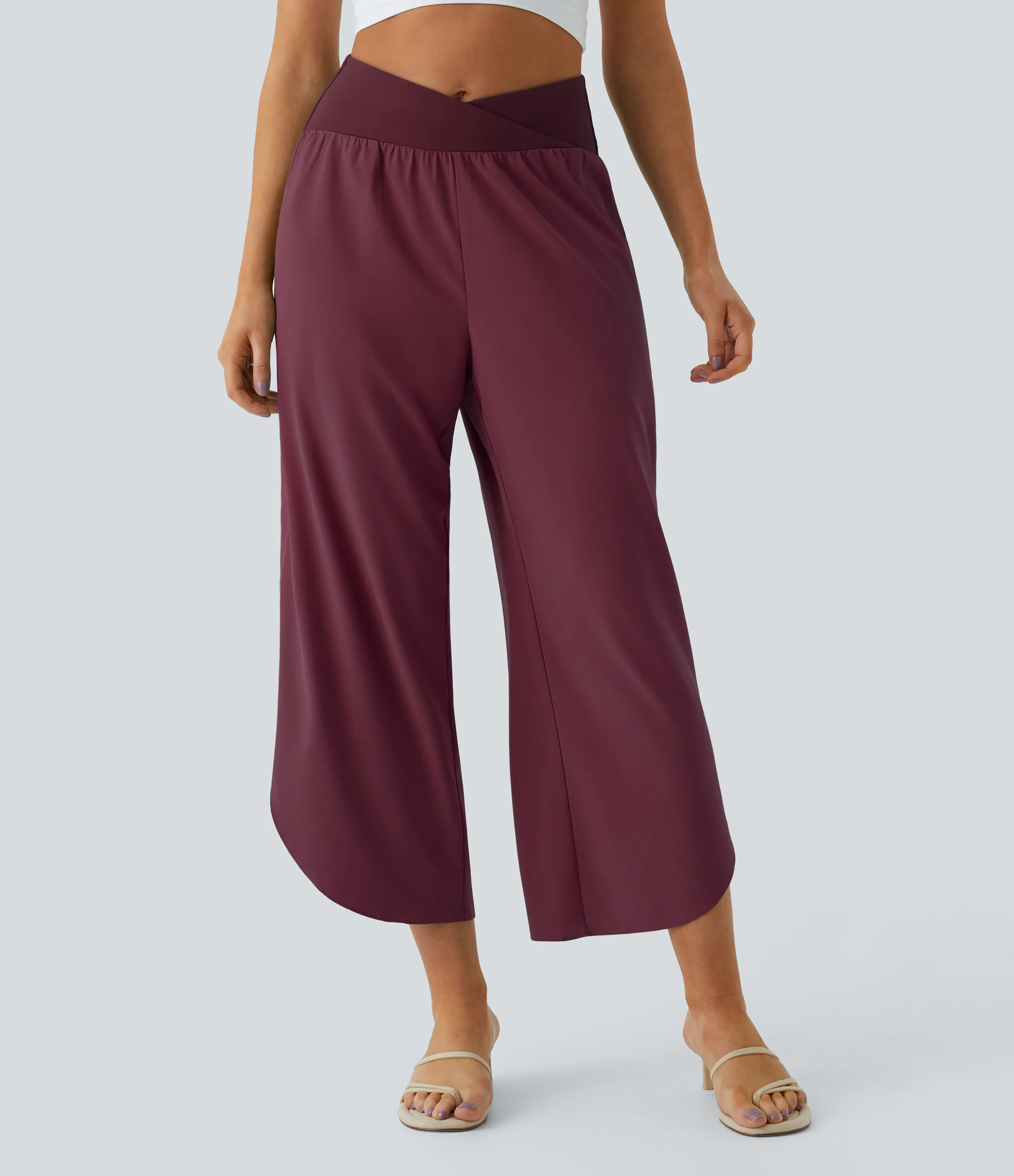 Halara Pantalón Breezeful™ Resort secado rápido abertura bolsillo lateral plisado cruzado tiro alto - Amaranth - L(petite) sold by Halara product image thumbnail 4