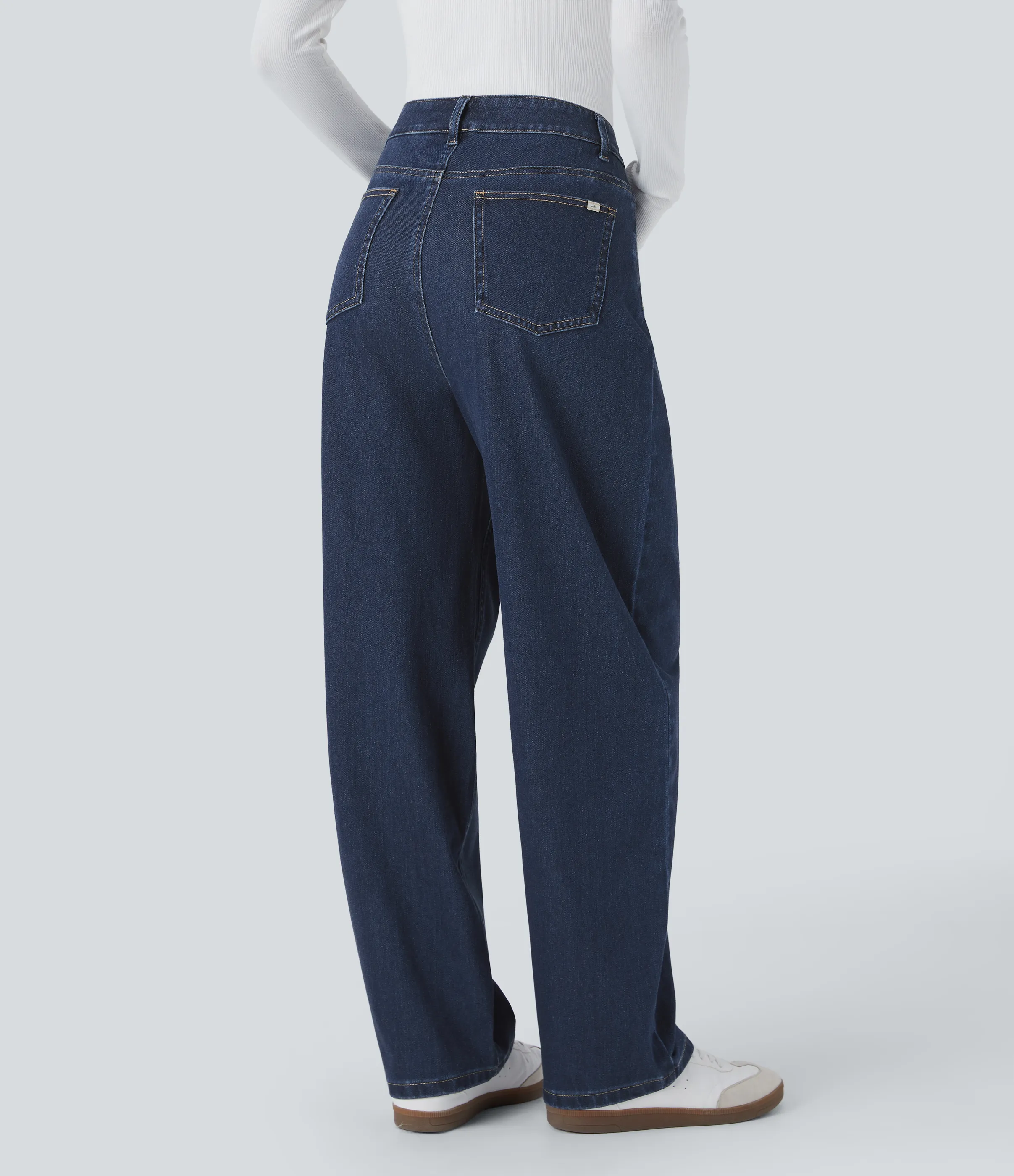 Halara Jeans Halara Flex™ Denim holgado elástico lavado múltiple bolsillo tiro alto - Glass Blue Denim - XS(regular) sold by Halara product image thumbnail 3