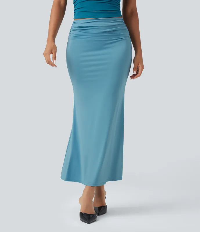 Halara Falda midi de sirena fruncida de talle medio - Delphinium Blue - XS(regular) sold by Halara