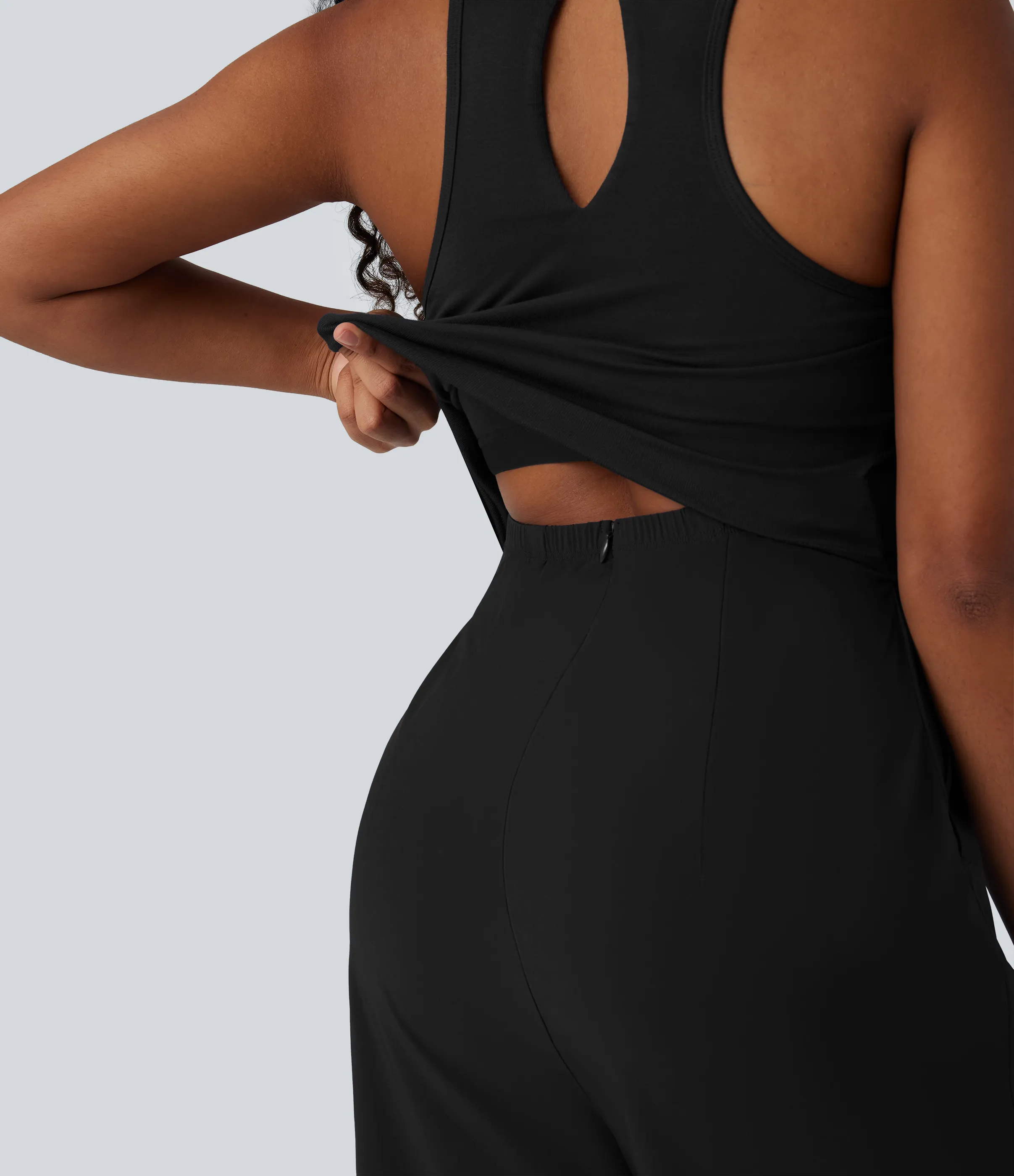 Halara Jumpsuit casual Breezeful™ sin mangas cut-out con secado rápido y bolsillos - Easy Peezy - Black - XS(regular) sold by Halara product image thumbnail 5