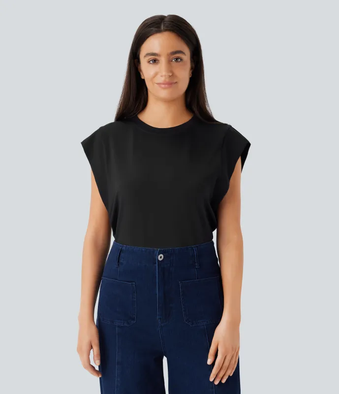 Halara Blusa cuello redondo manga corta - Black - XS sold by Halara