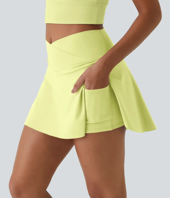 Halara Minifalda tenis Softlyzero™ Airy Crossover 2 en 1 bolsillo lateral tacto fresco tacto suave diario Lucid-UPF 50+ - Mandarin Yellow - XL sold by Halara