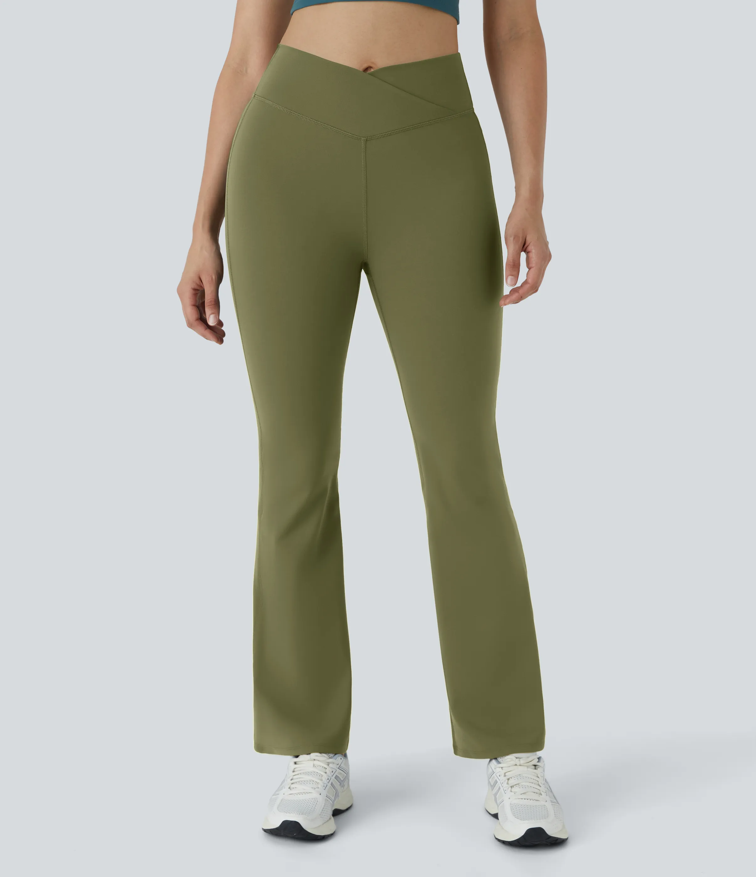 Halara Leggings yoga acampanado cruzado tiro alto - Sphagnum - M(petite) sold by Halara product image thumbnail 4