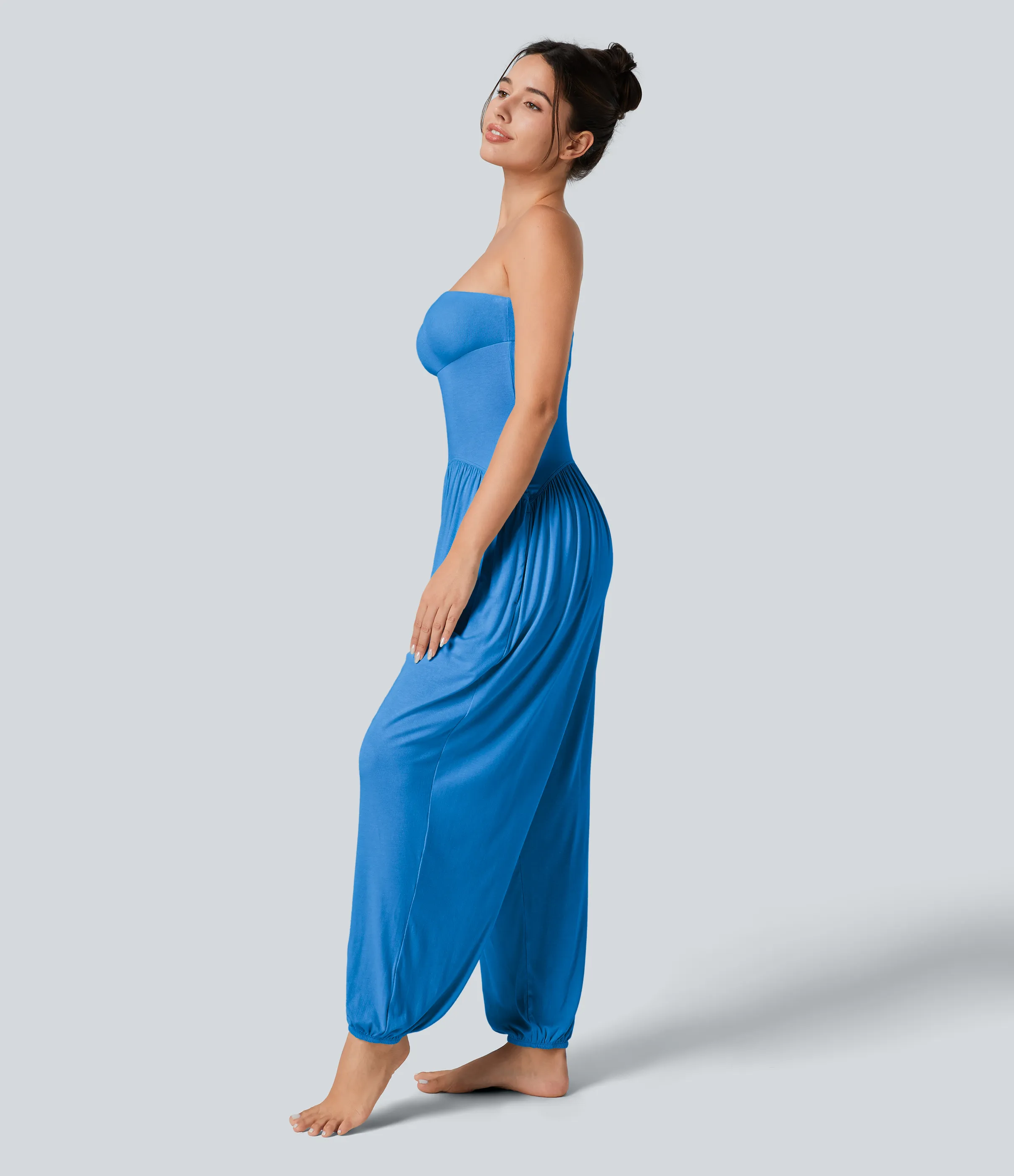 Halara Mono bolsillo lateral plisado sin espalda tubo acanalado - Clear Sunny Blue - M(regular) sold by Halara product image thumbnail 4