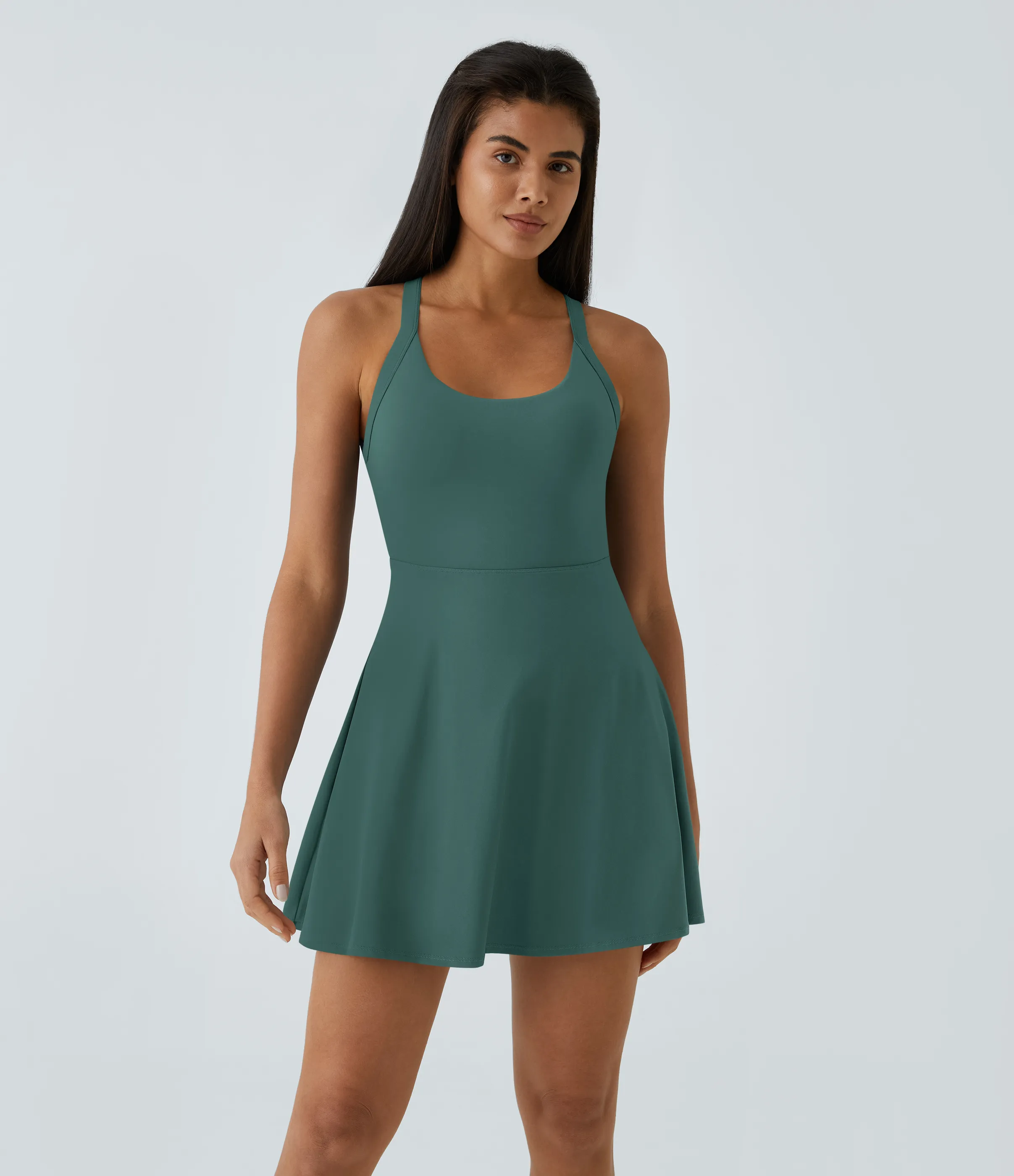 Halara Vestido activo baile vuelo retorcido sin espalda-Longitud más larga-Edición Easy Peezy - Blue Spruce - XS sold by Halara product image thumbnail 3