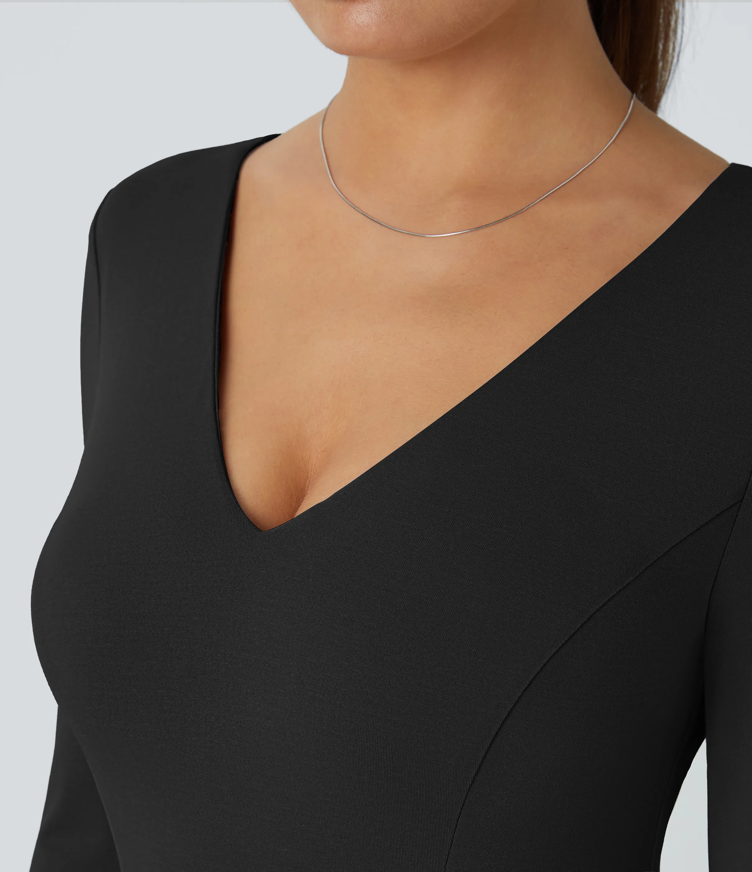 Halara Mono cuello V sin espalda manga larga bolsillo lateral plisado pierna ancha - Black - L(regular) sold by Halara product image thumbnail 5