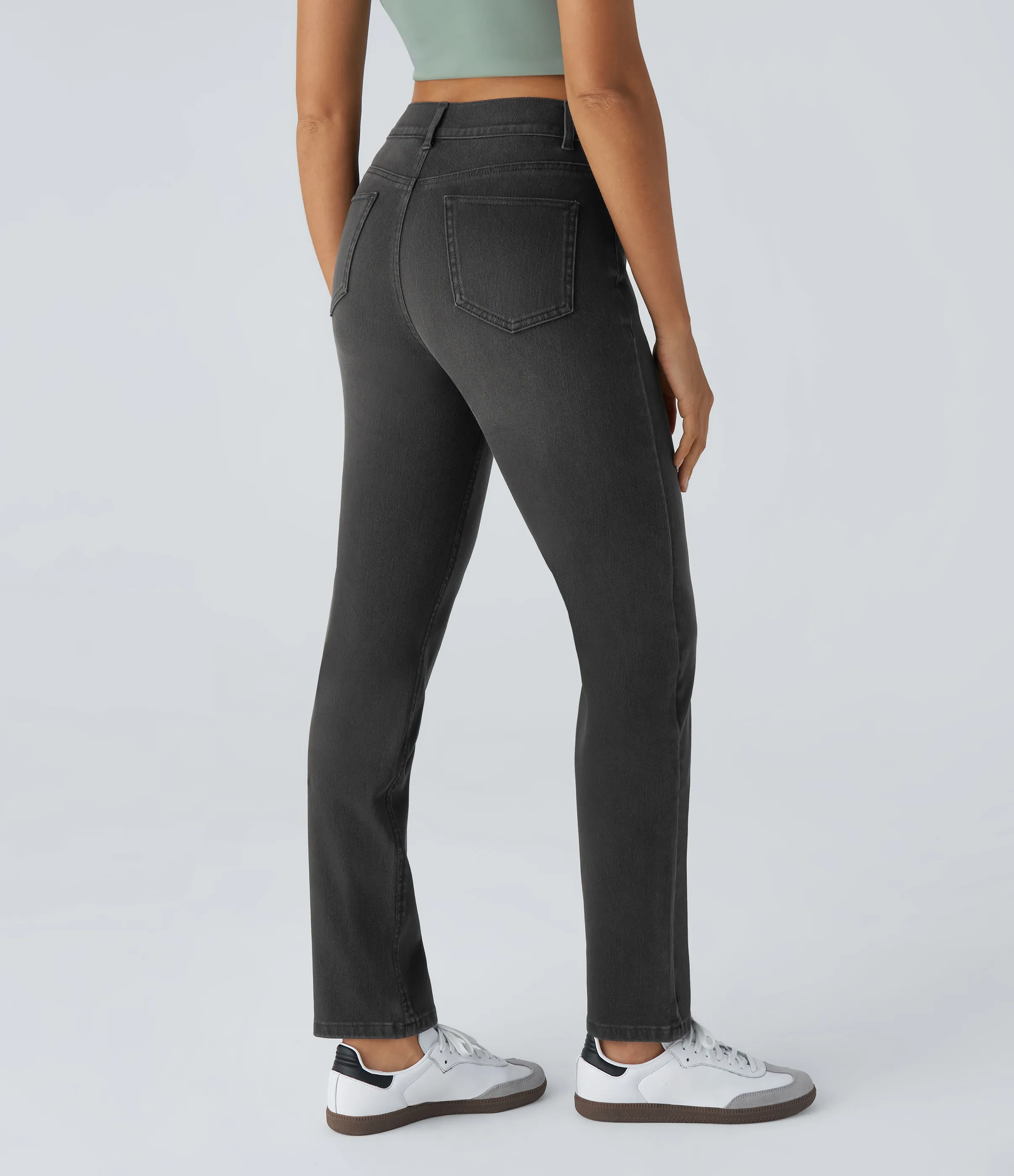 Halara Jeans Halara Flex™ Denim elásticos de tiro alto descoloridos con múltiples bolsillos - Deep Ink Black Denim - S(regular) sold by Halara product image thumbnail 3