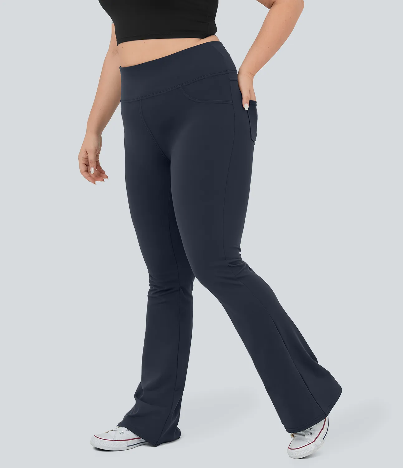 Halara Leggings yoga acampanado bolsillo trasero tiro alto talla grande - Midnight Blue - 2X(regular) sold by Halara product image thumbnail 4