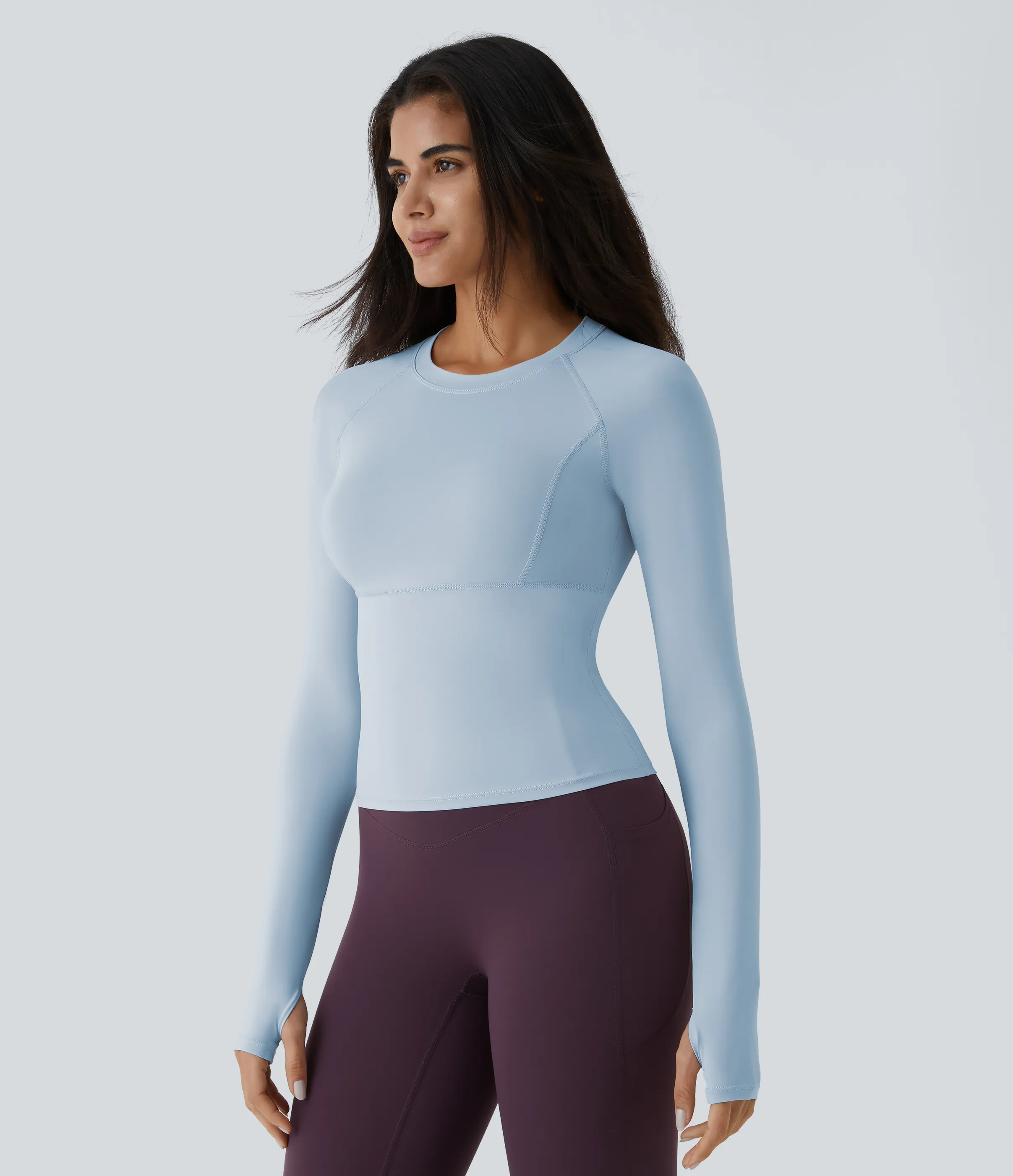 Halara Top deportivo yoga abertura pulgar - Cool Ice Blue - L(Long) sold by Halara product image thumbnail 4