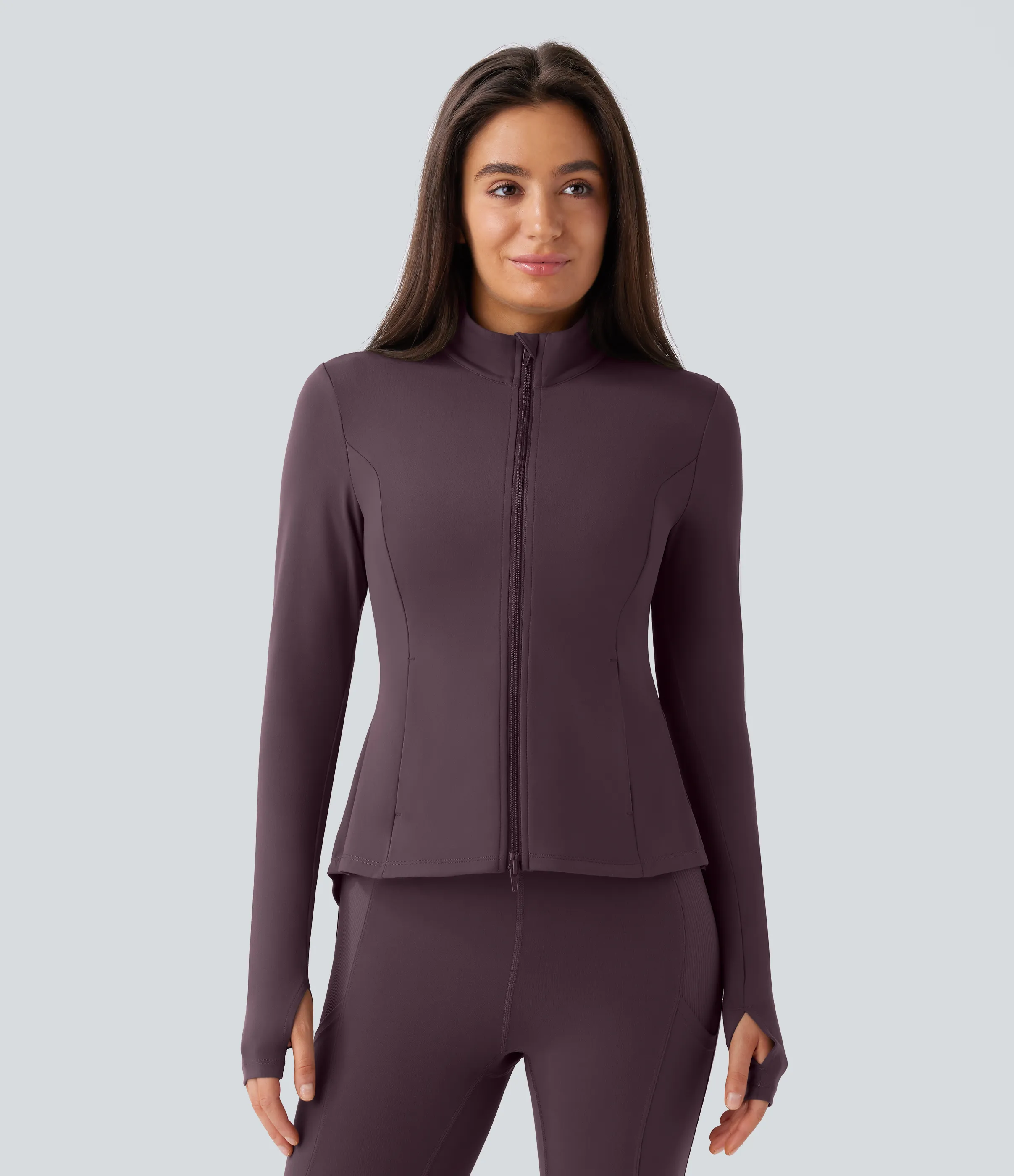 Halara Chaqueta Softlyzero™ equitación entallada cremallera plisada bolsillo orificio pulgar cuello alto - UPF50+ - Dusky Evening purple - M sold by Halara product image thumbnail 4