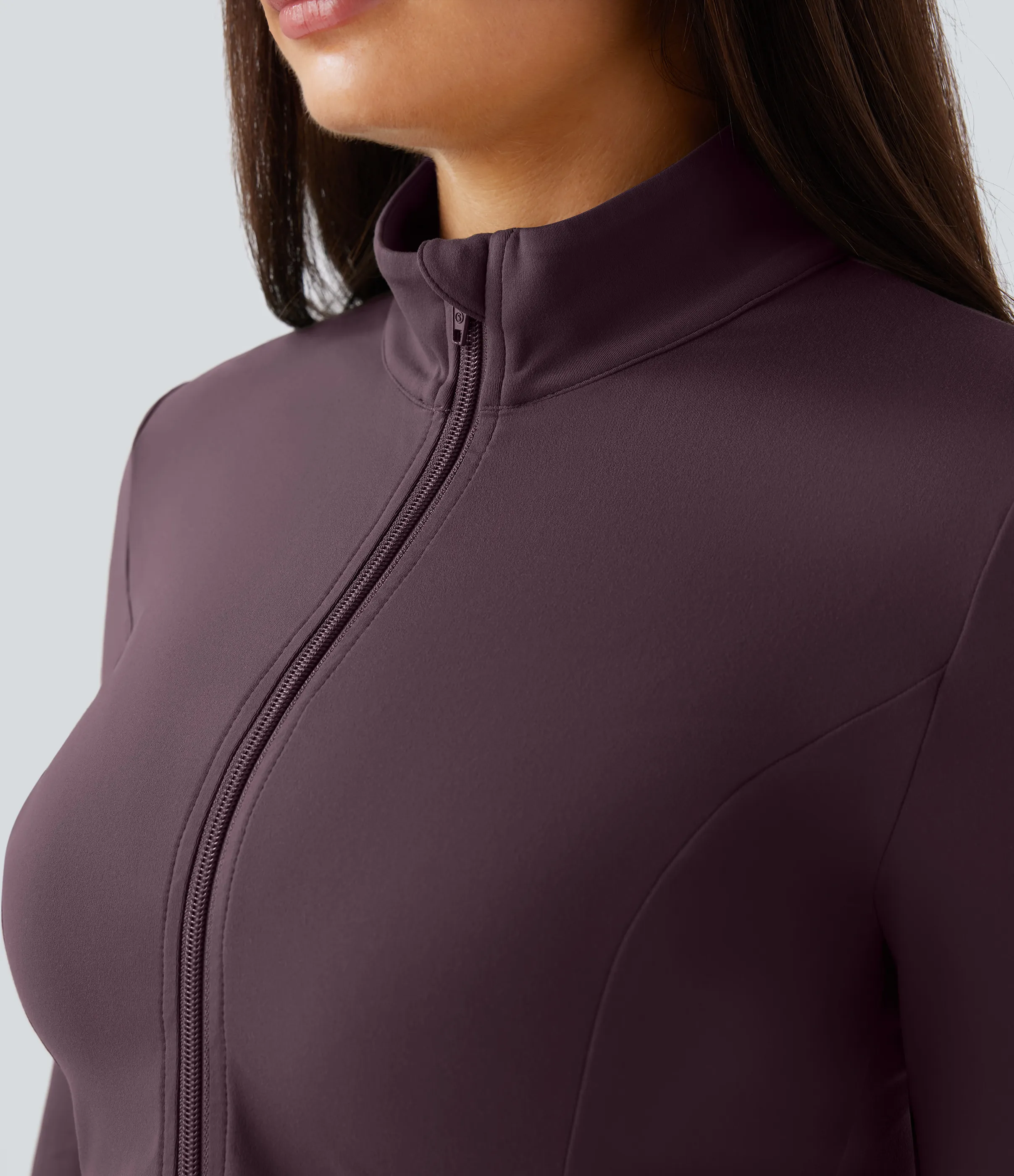 Halara Chaqueta Softlyzero™ equitación entallada cremallera plisada bolsillo orificio pulgar cuello alto - UPF50+ - Dusky Evening purple - M sold by Halara product image thumbnail 5