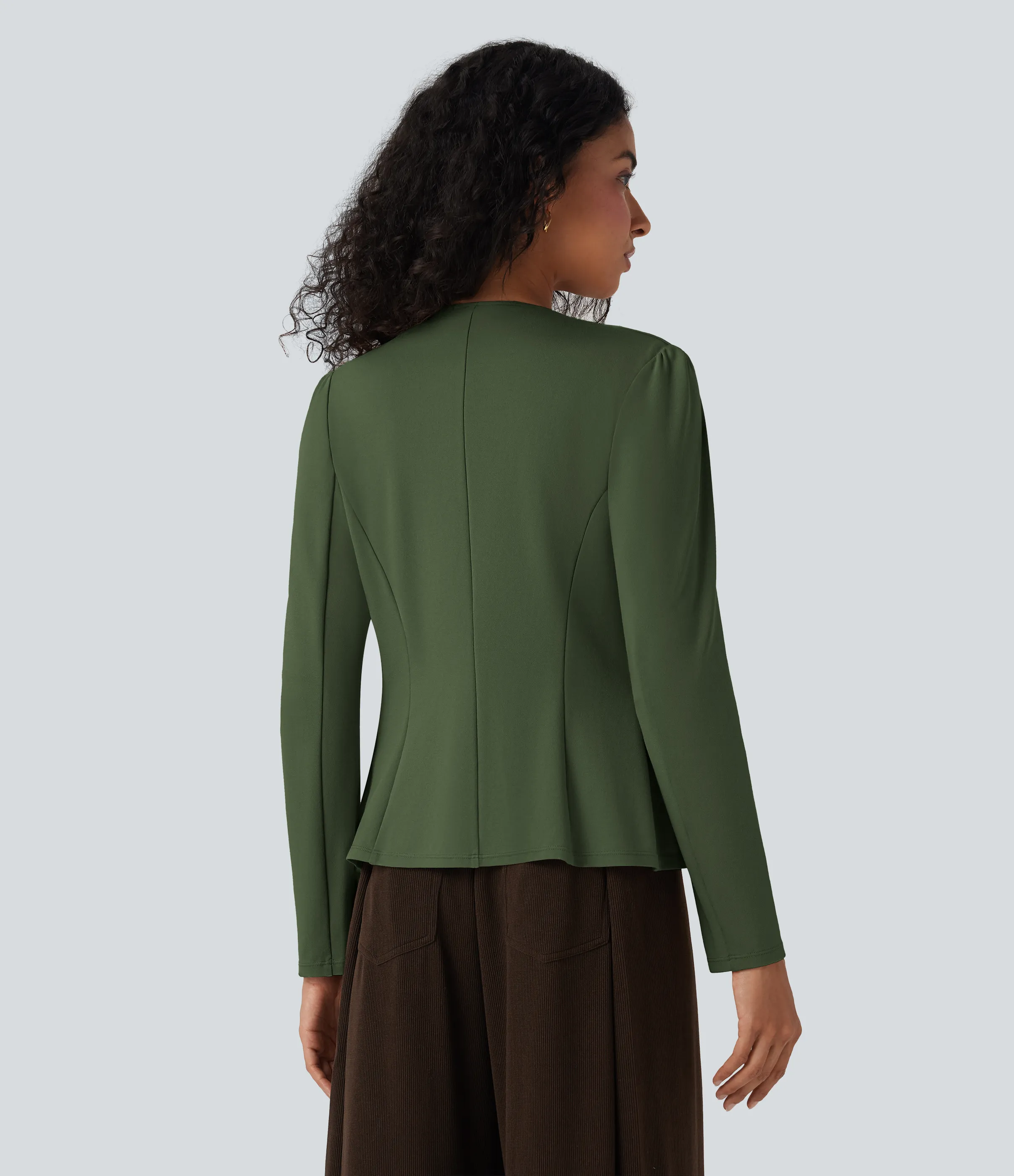 Halara Blazer con cuello redondo y cierre de gancho con ojal - Hazel Mist Green - L sold by Halara product image thumbnail 3