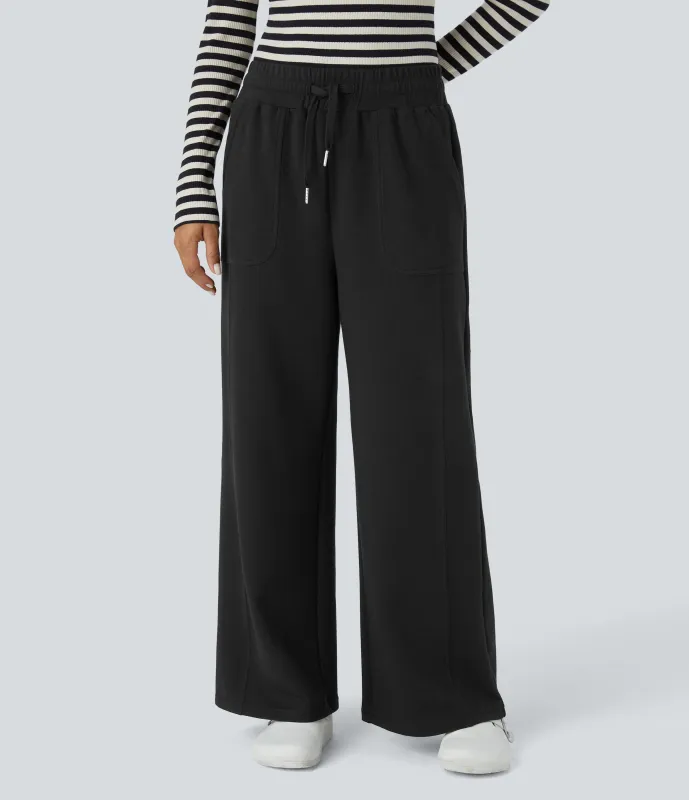 Halara Pantalón medio cordón bolsillo lateral pierna recta - Black - XL(regular) sold by Halara