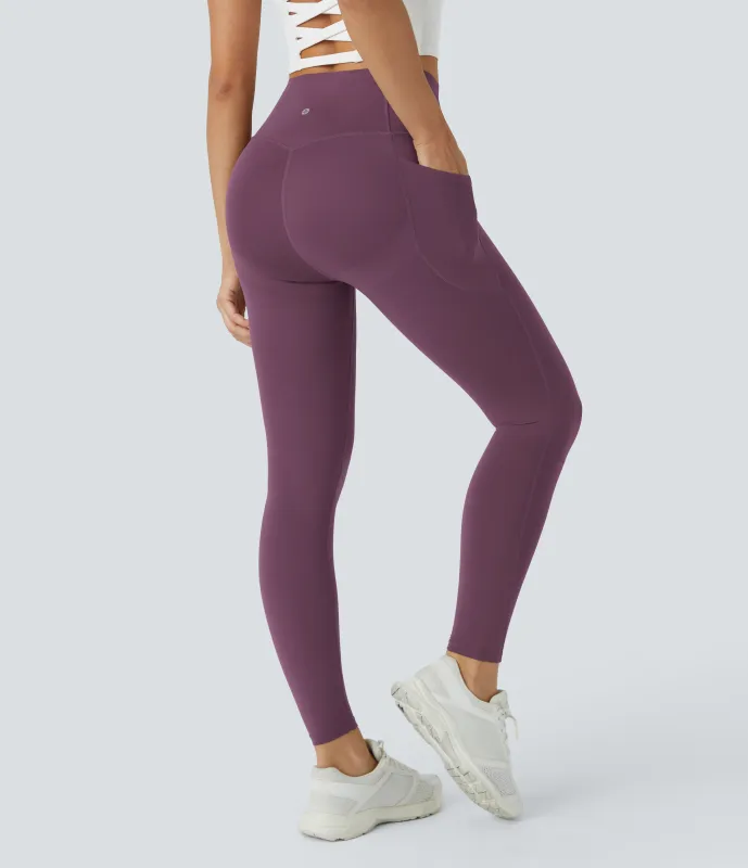 Halara Leggings SoCinched UltraSculpt tiro alto realce glúteos control abdomen bolsillo lateral moldeador - Night's Purple - L(full_length) made by Halara