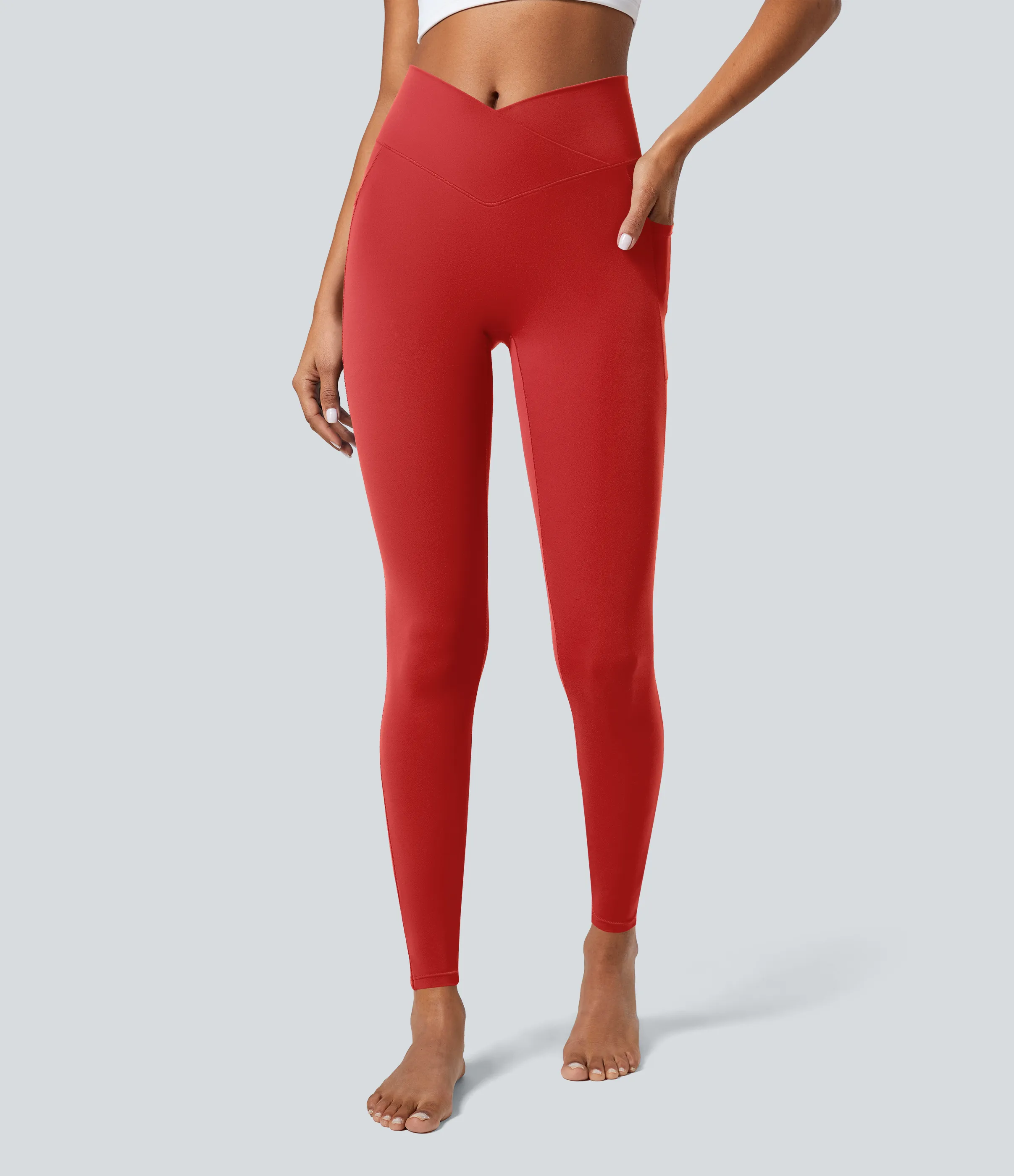 Halara Leggings Softlyzero™ liso bolsillo cruzado - Valiant Poppy - L(full_length) sold by Halara