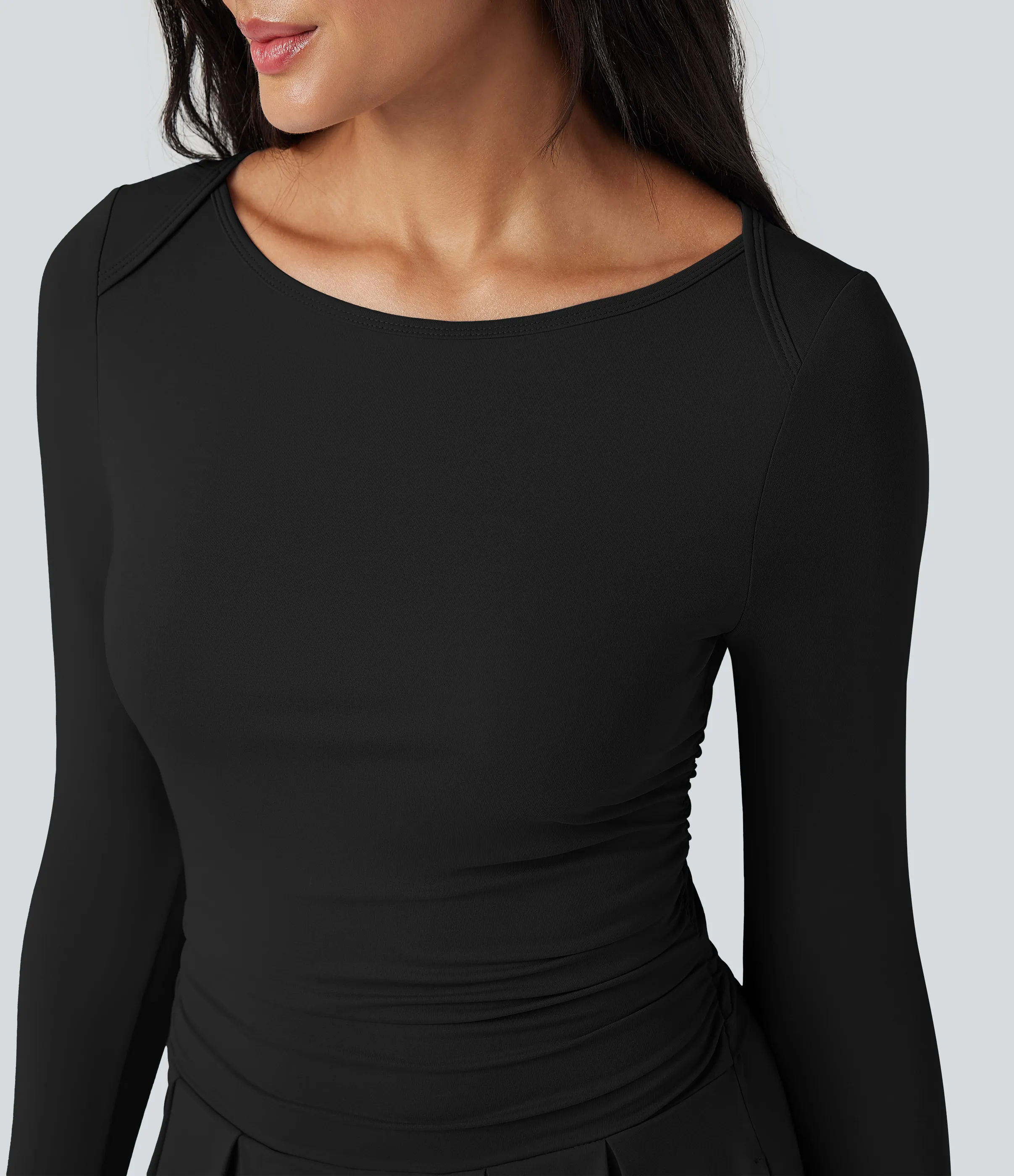 Halara Jumpsuit casual ancho de cuello barco y manga larga con bolsillos (edición Easy Peezy) - Black - XL(regular) sold by Halara product image thumbnail 5