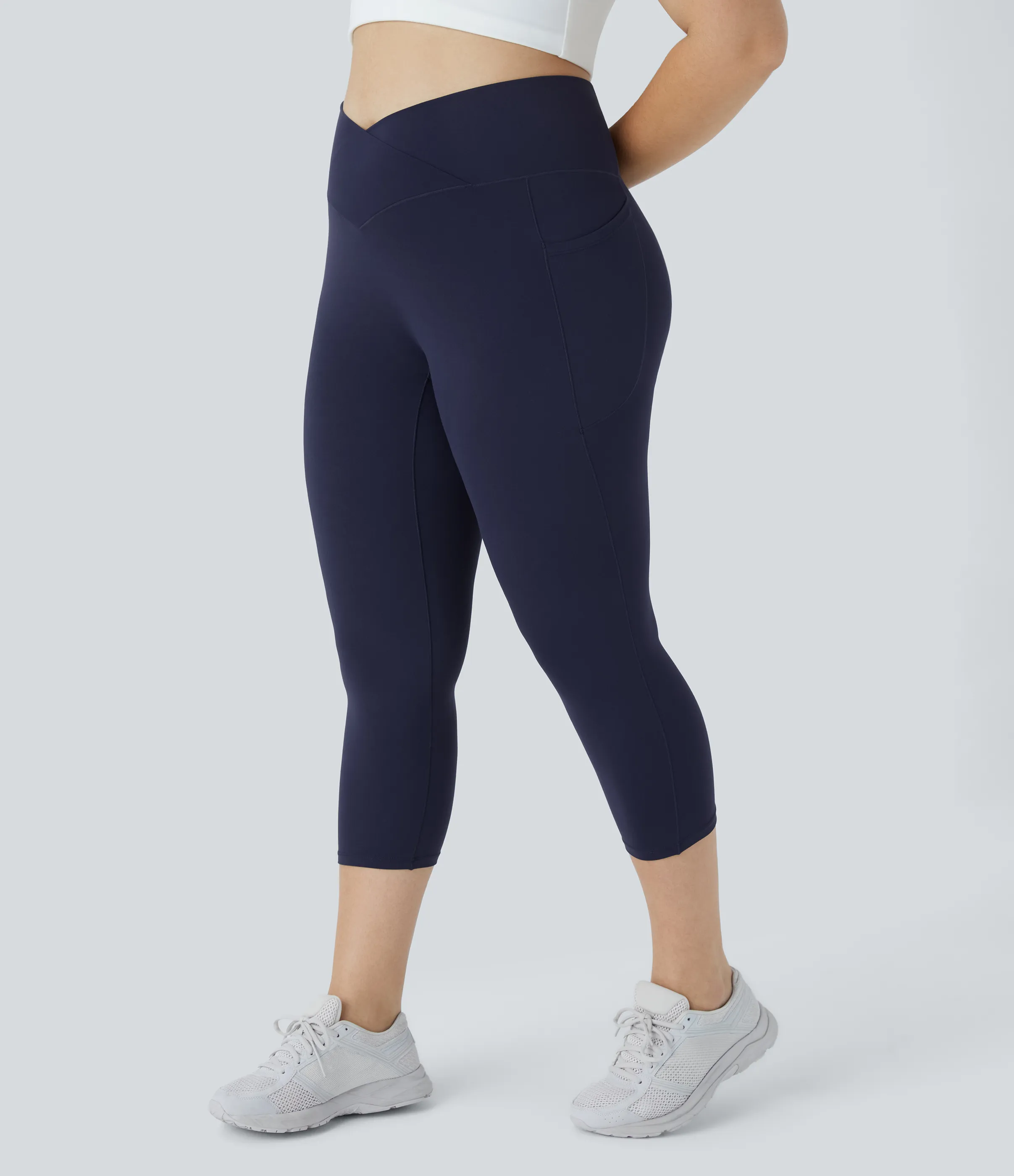 Halara Leggings Capri Softlyzero™ Yoga talla grande bolsillo cruzado tiro alto UPF50+ - Peacoat - 2X sold by Halara product image thumbnail 4