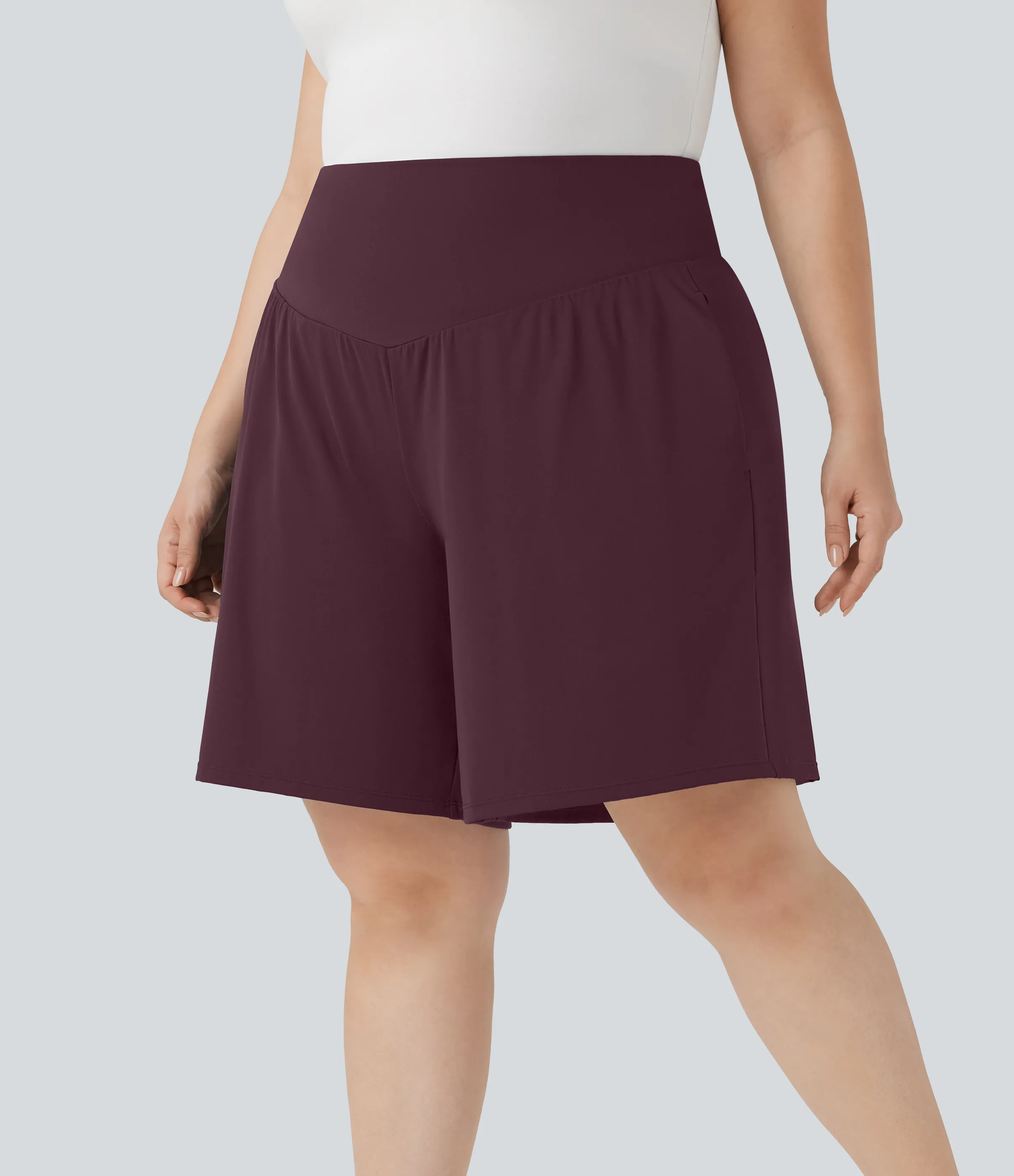 Halara Bermudas de yoga SoftlyZero™ Airy de talla grande de tiro alto con tacto fresco y bolsillos - Fig - 2X sold by Halara product image thumbnail 4