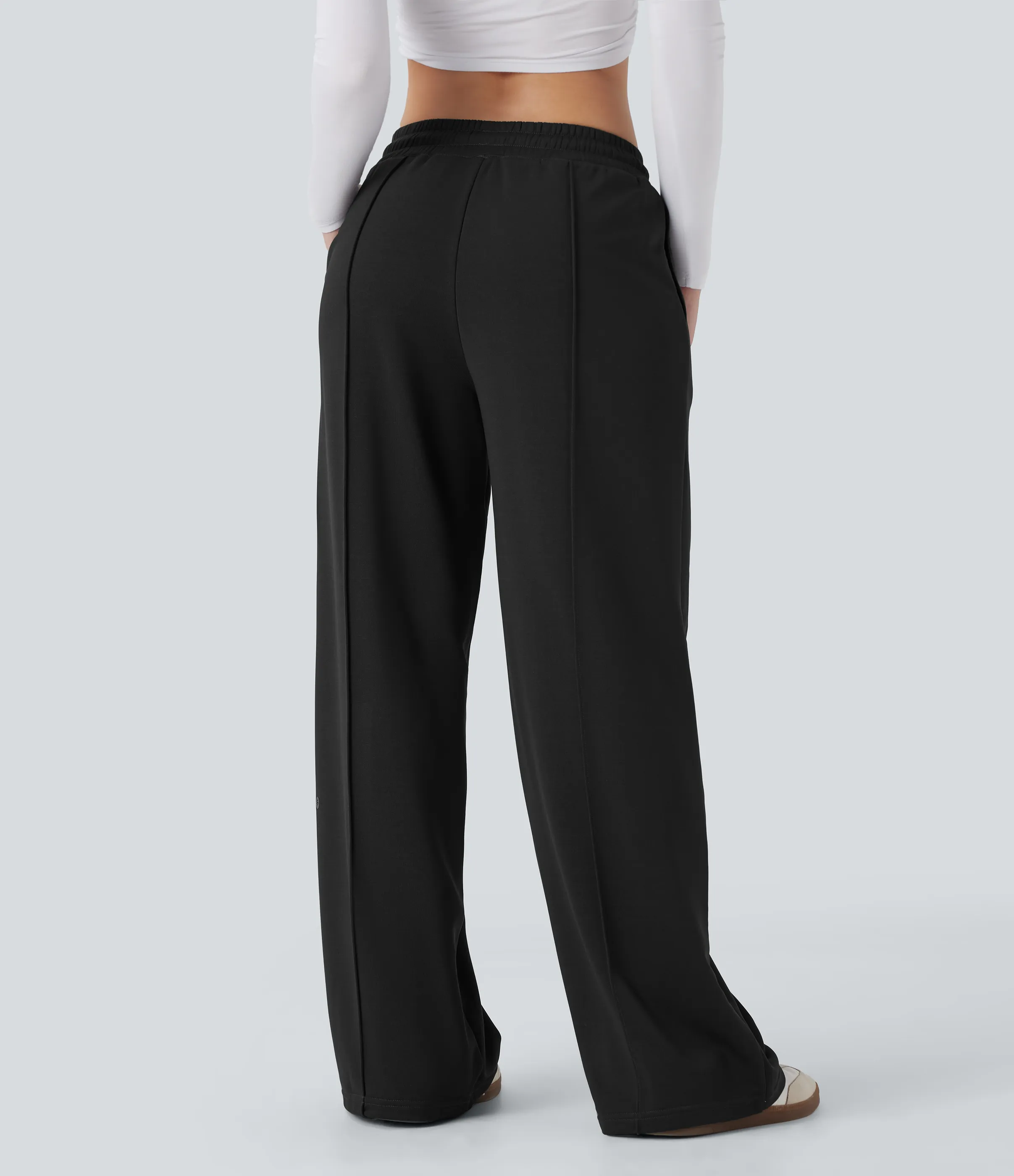 Halara Pantalones casuales anchos de tiro bajo con cordón y bolsillos laterales - Black - XS(regular) sold by Halara product image thumbnail 3