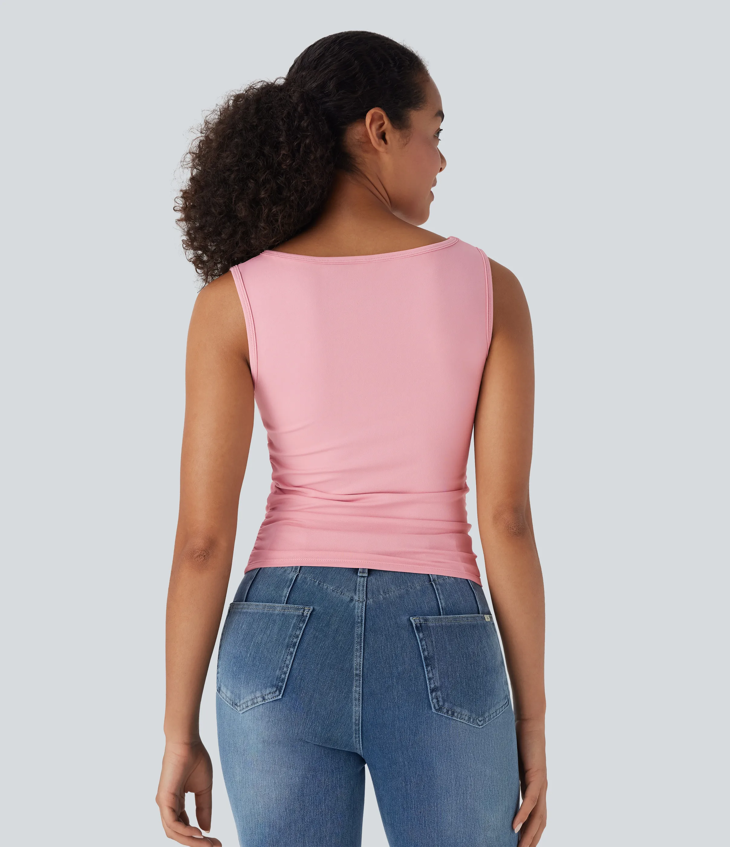 Halara Top casual fruncido sin mangas con cuello barco - Almond Blossom - L sold by Halara product image thumbnail 3