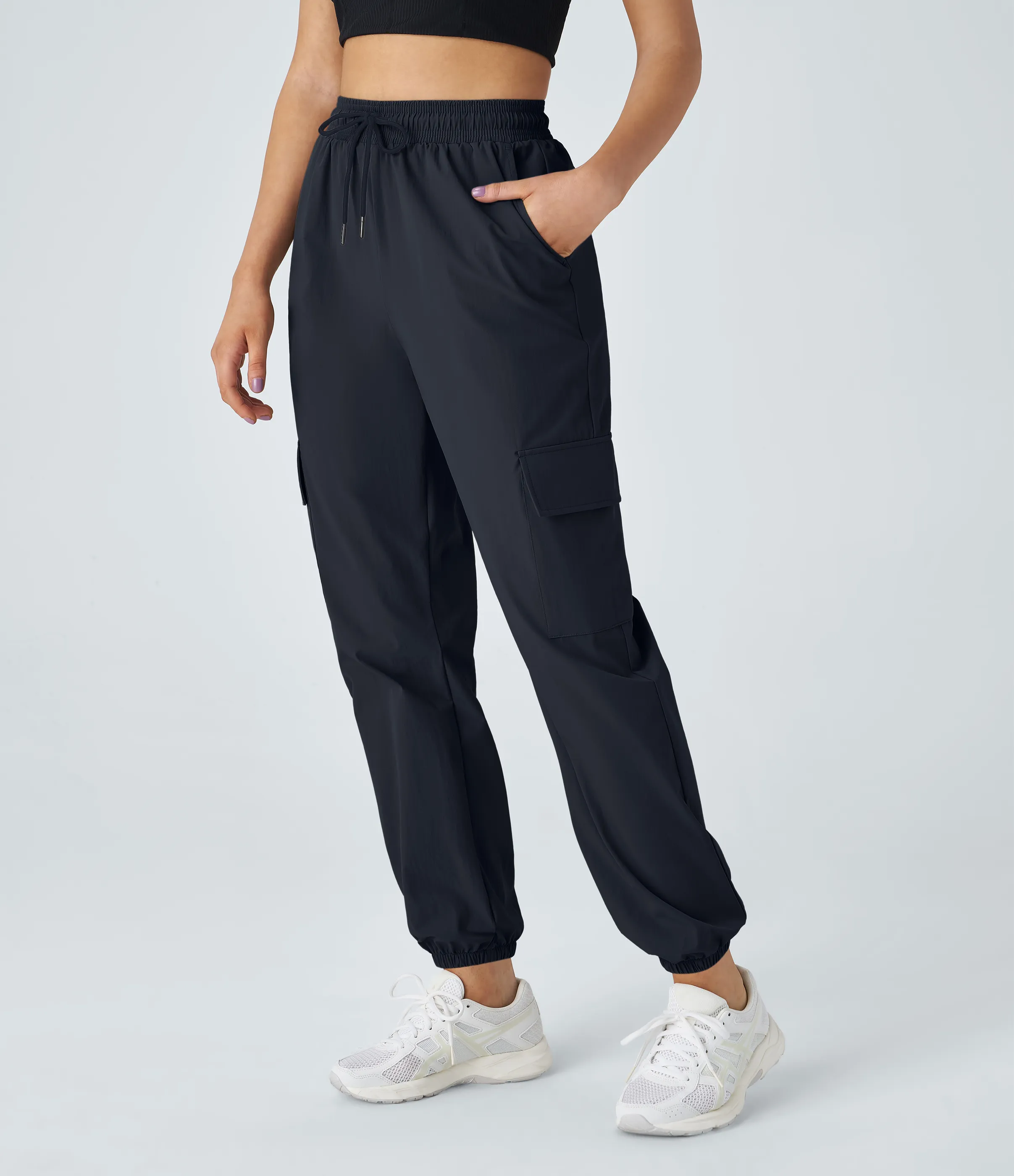 Halara Joggers cargo bolsillo lateral cordón tiro medio - Deep Dark Blue - XS sold by Halara