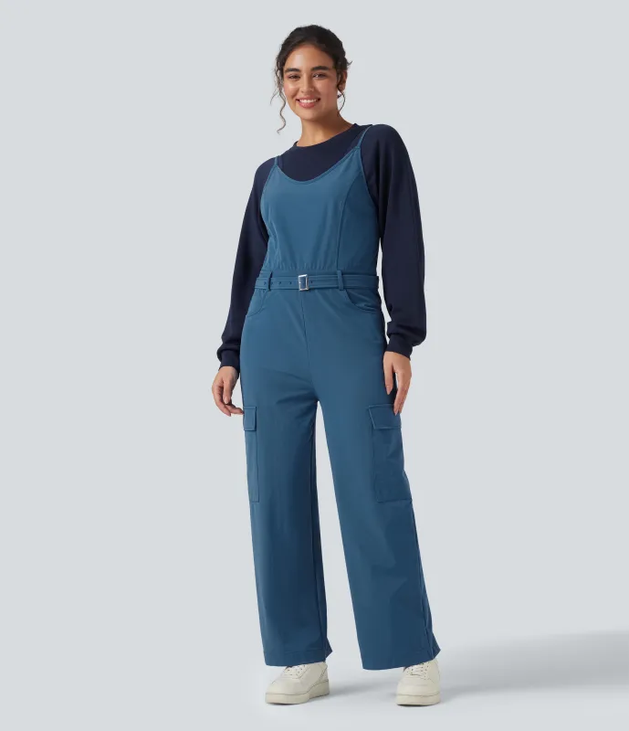 Halara Jumpsuit de senderismo con cinturón y bolsillos - Blue Ashes - S(regular) sold by Halara