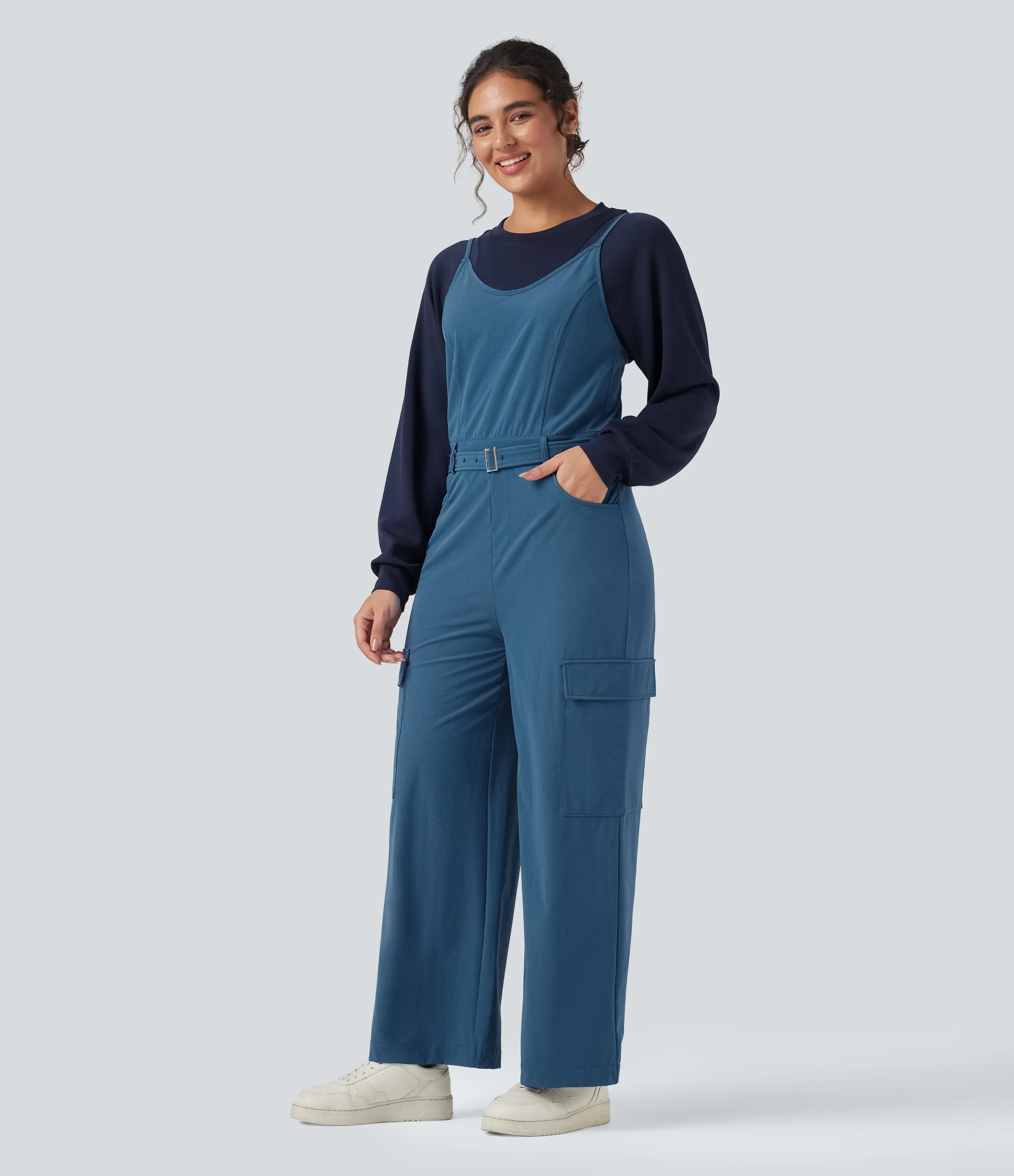 Halara Jumpsuit de senderismo con cinturón y bolsillos - Blue Ashes - S(regular) sold by Halara product image thumbnail 4