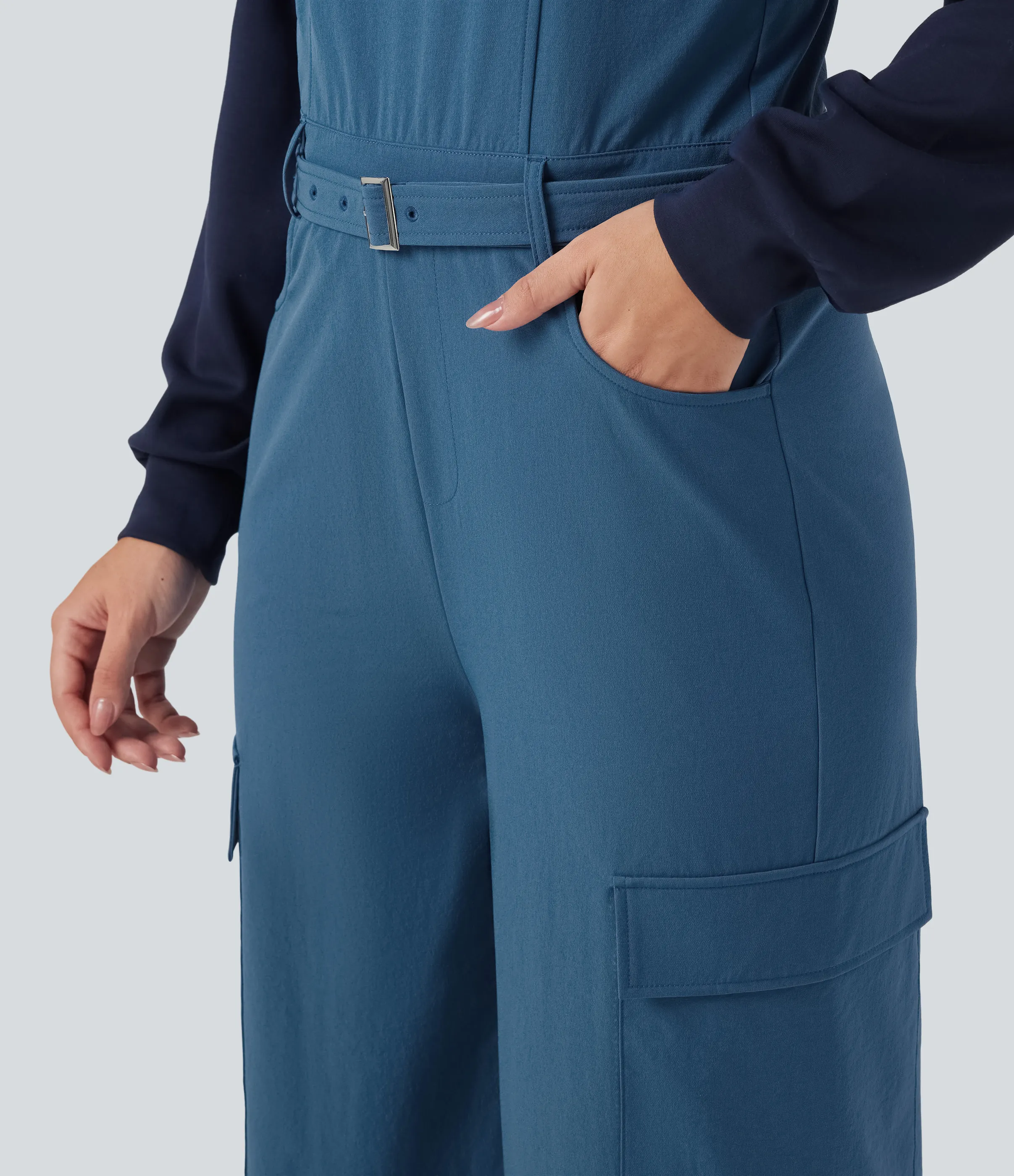 Halara Jumpsuit de senderismo con cinturón y bolsillos - Blue Ashes - S(regular) sold by Halara product image thumbnail 5