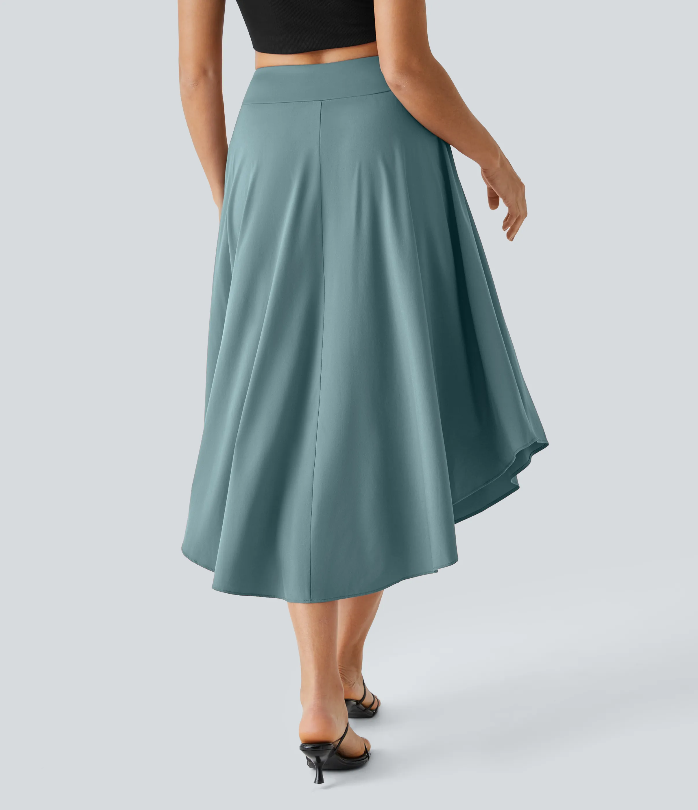 Halara Falda casual midi fluida Breezeful™ 2 en 1 con abertura lateral y tiro alto de secado rápido - Stone Blue - XS(regular) sold by Halara product image thumbnail 3